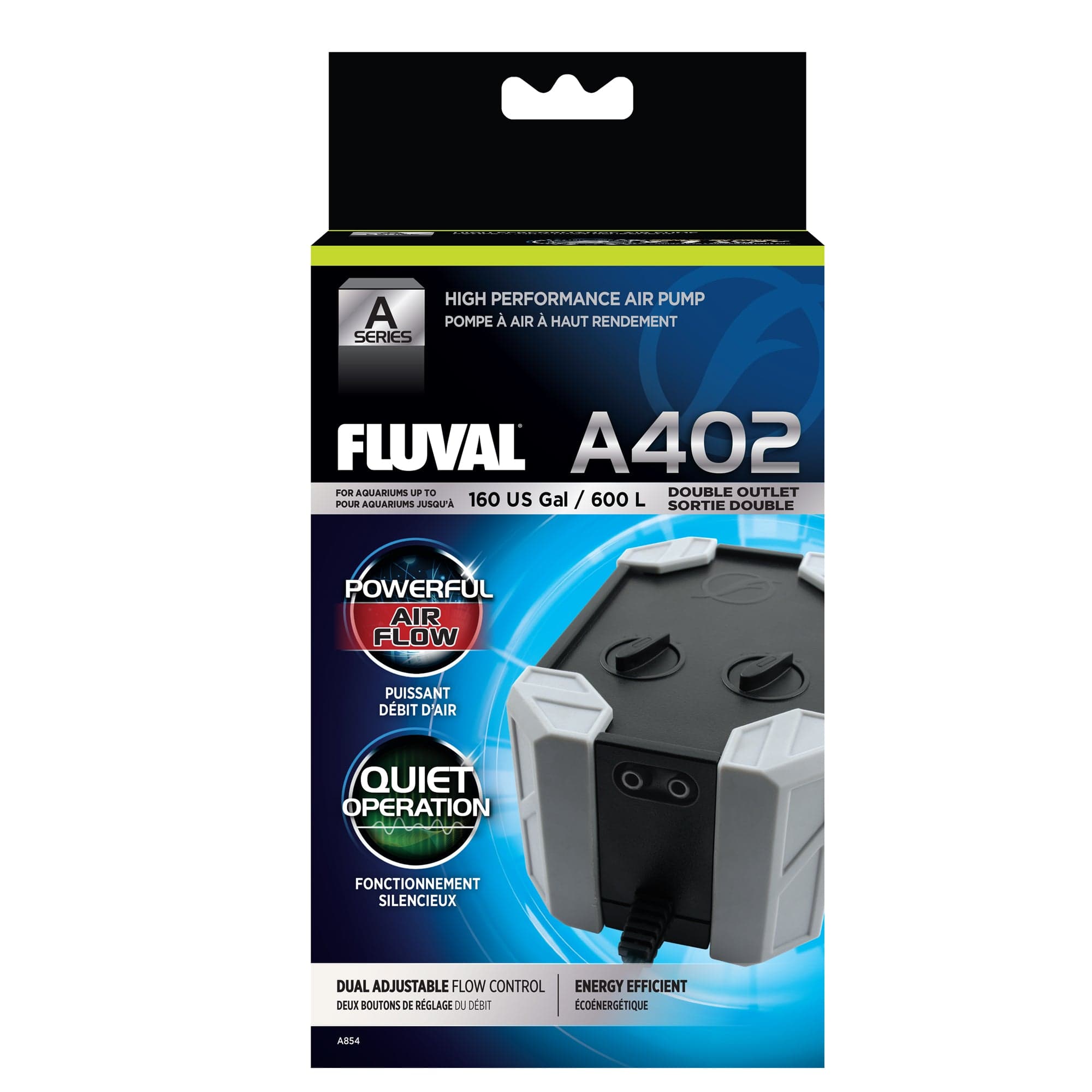 Fluval A Series Air Pump - Quiet Aquarium Air Pump for Fish Tanks, Hydroponics & Oxygenation | Ideal for Home Aquariums, Fish Breeding & Pond Aeration