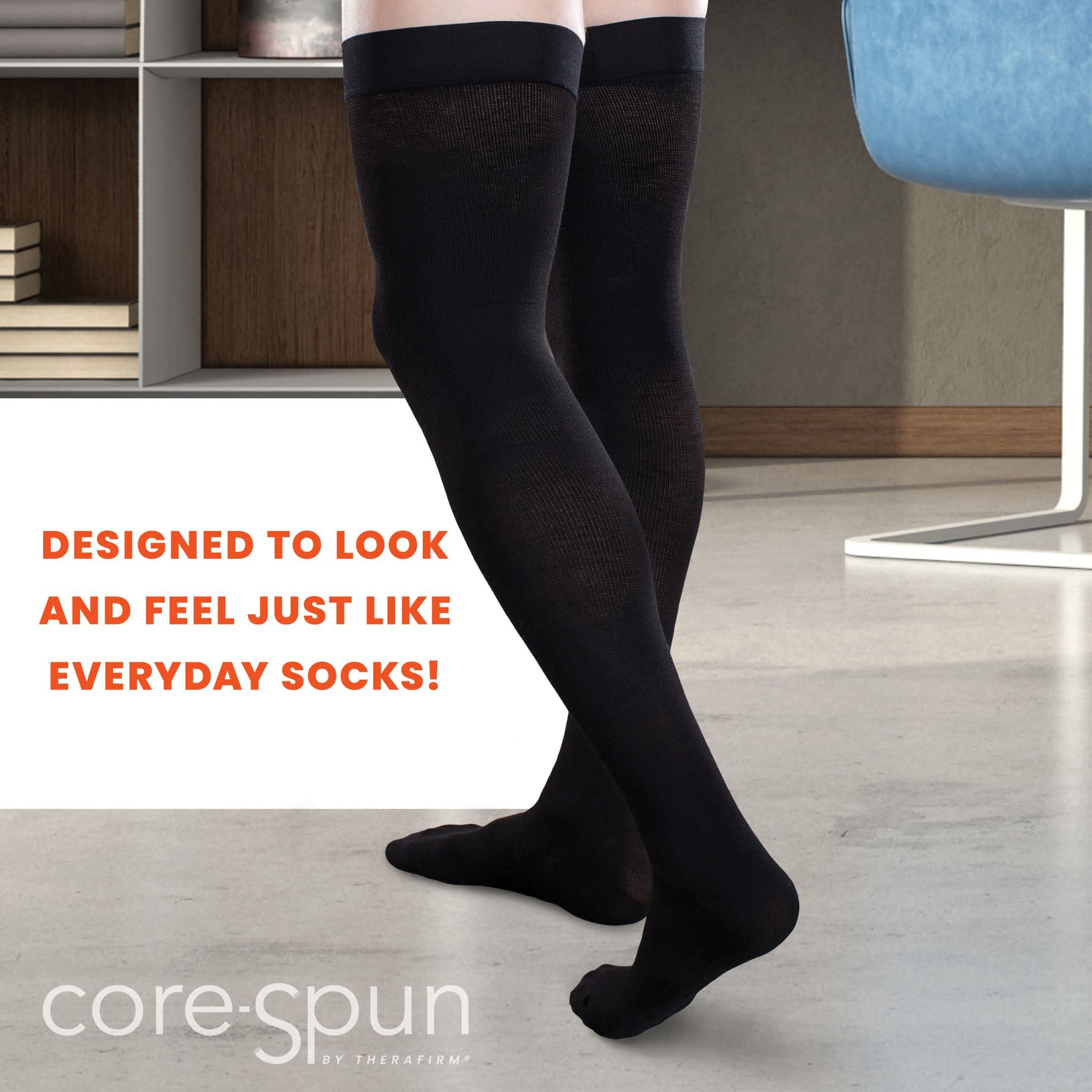 **30-40mmHg Firm Graduated Compression Thigh High Socks for Women & Men – Medical Support for Varicose Veins, Swelling & Circulation – Perfect for Travel, Running & Long Workdays**