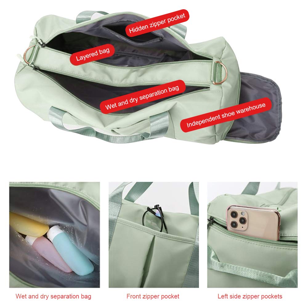 **Waterproof Sports Gym Bag for Women & Men - 29L Duffle Bag with Shoe Compartment & Wet Pocket - Cute Fruit Green Design - Perfect for Gym, Travel & Workout**