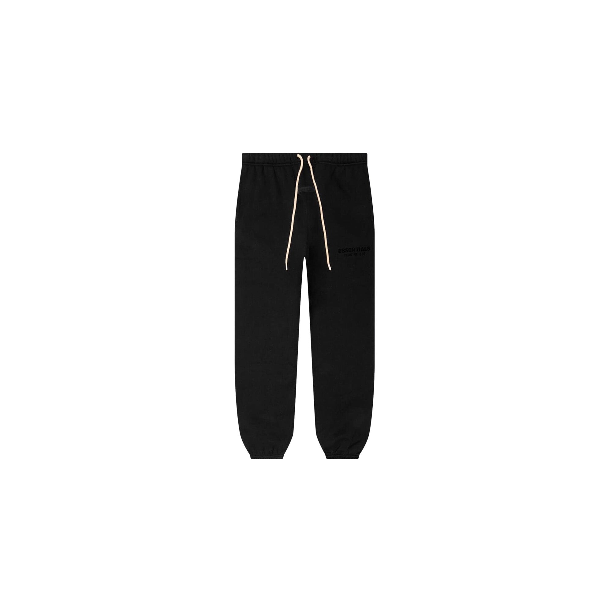 Fear of God Essentials Men's Sweatpants - Jet Black Joggers with Elastic Waistband & Pockets (2024) | Lounge Wear, Gym, Streetwear Fashion
