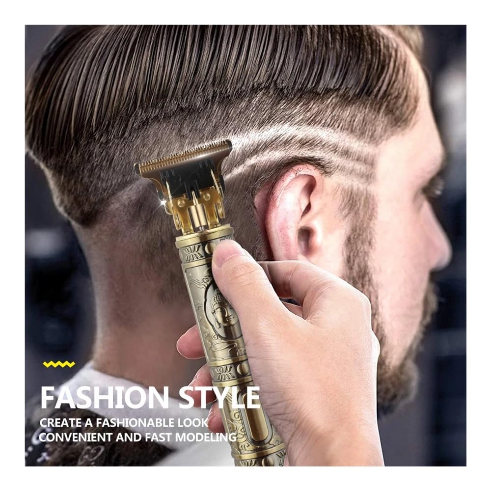 Professional Electric Hair Clipper Set - Razor Sharp Lightweight Trimmer for Men & Women with Oil Head & Carving Mark - Perfect for Home Haircuts, Beard Trimming & Styling (Plastic Buddha Design)
