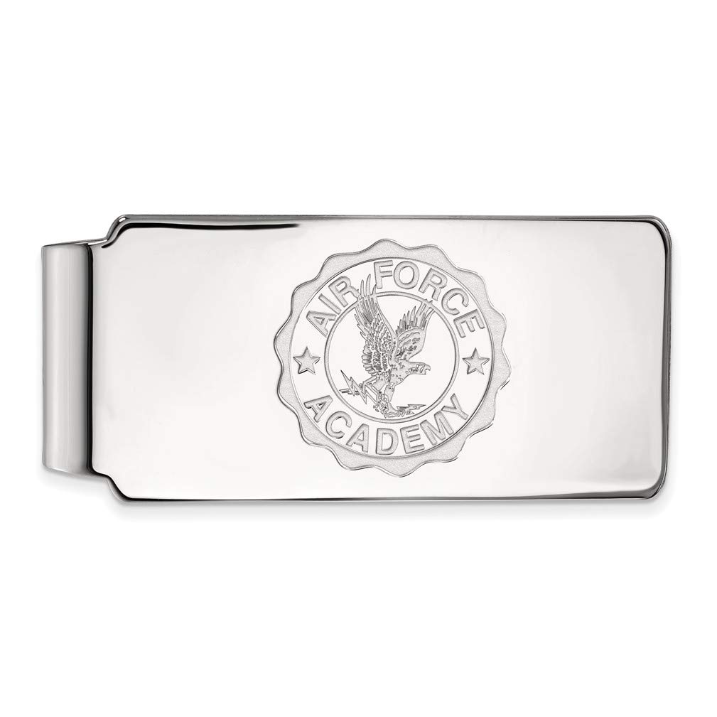 Rhodium-Plated Sterling Silver United States Air Force Academy Crest Money Clip - Premium Military Gift for Graduation, Promotion & Special Occasions