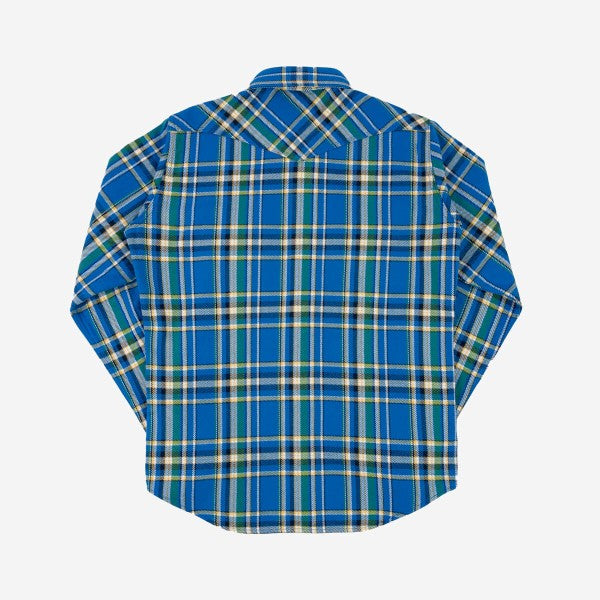 Iron Heart IHSH-370 Ultra Heavy Flannel Tartan Check Western Shirt for Men - Blue Plaid Workwear Shirt | Durable & Warm for Outdoor, Ranch Work & Casual Wear