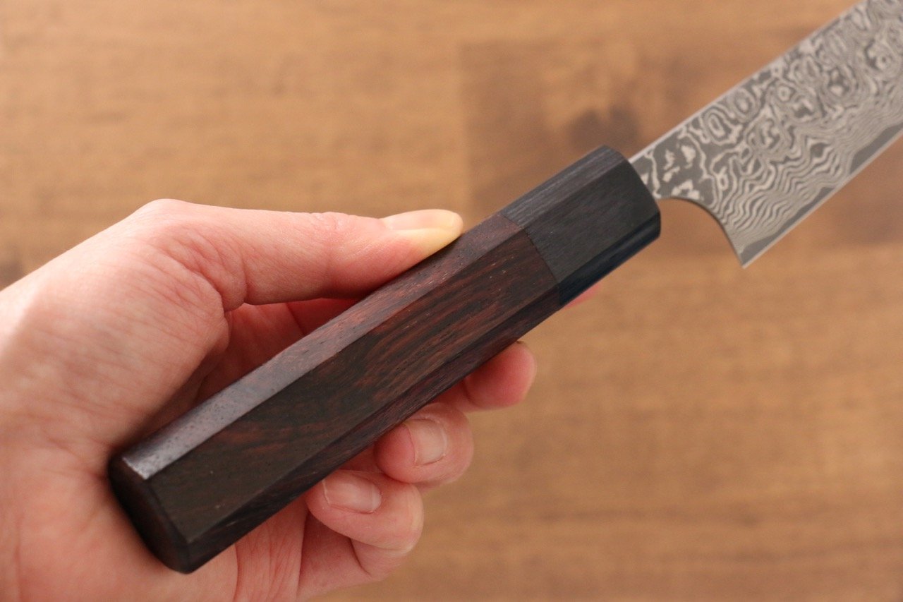 Masakage Kumo VG10 Damascus 150mm Petty Utility Knife with Exotic Shitan Wood Handle - Perfect for Precision Slicing, Fruit Cutting & Kitchen Tasks