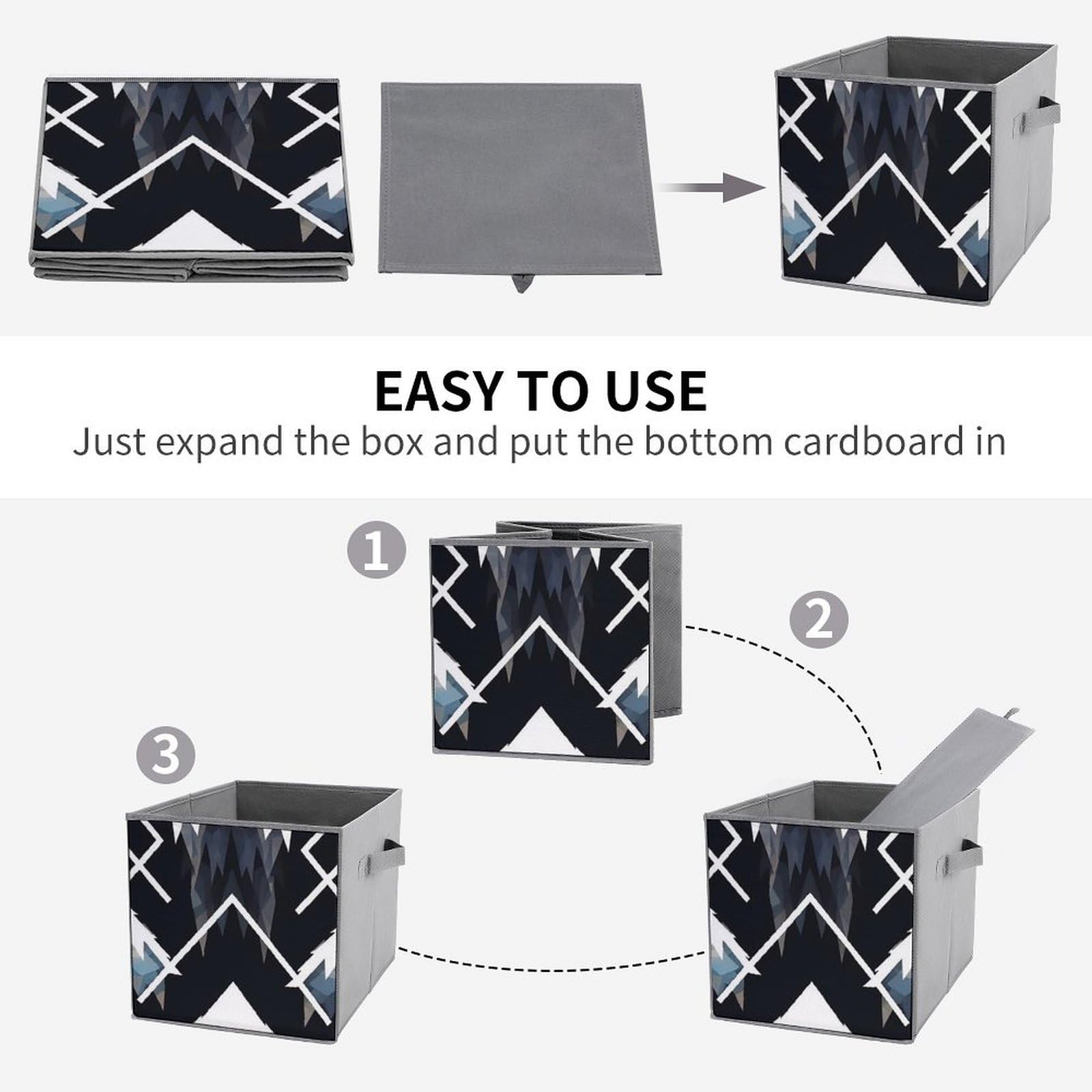 Peaks Owl Storage Bins 6-Pack Collapsible Fabric Baskets with Handles - Large Closet Organizer for Clothes, Toys & Home Organization | Perfect for Bedroom, Nursery & Pantry Storage