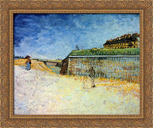 Vincent van Gogh Fortifications of Paris with Houses 24x20 Gold Ornate Wood Framed Canvas Art - Perfect for Living Room, Bedroom & Office Wall Decor