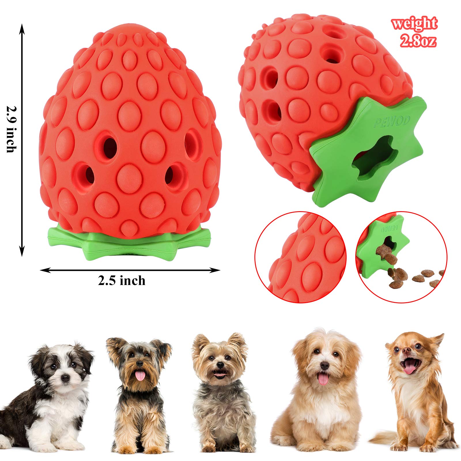 **Durable Strawberry Dog Chew Toys for Puppies & Small Dogs – Teething, Treat Dispensing, Indestructible Chew Toy – Perfect for Training, Boredom Relief & Dental Health**