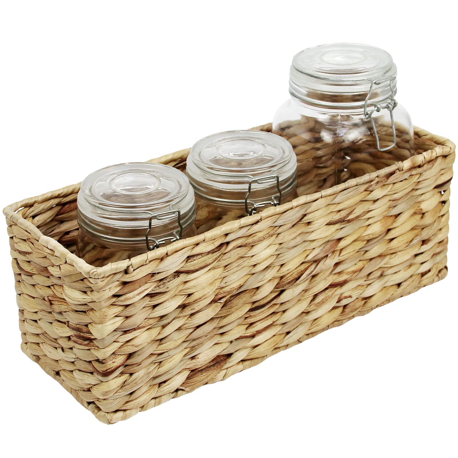 Casaphoria Hand Woven Hyacinth Toilet Paper Basket - Natural Water Hyacinth Storage Organizer for Bathroom Towels, Sundries & Essentials - Durable Rectangular Bathroom Decor - Perfect for Farmhouse, Coastal & Boho Style Homes