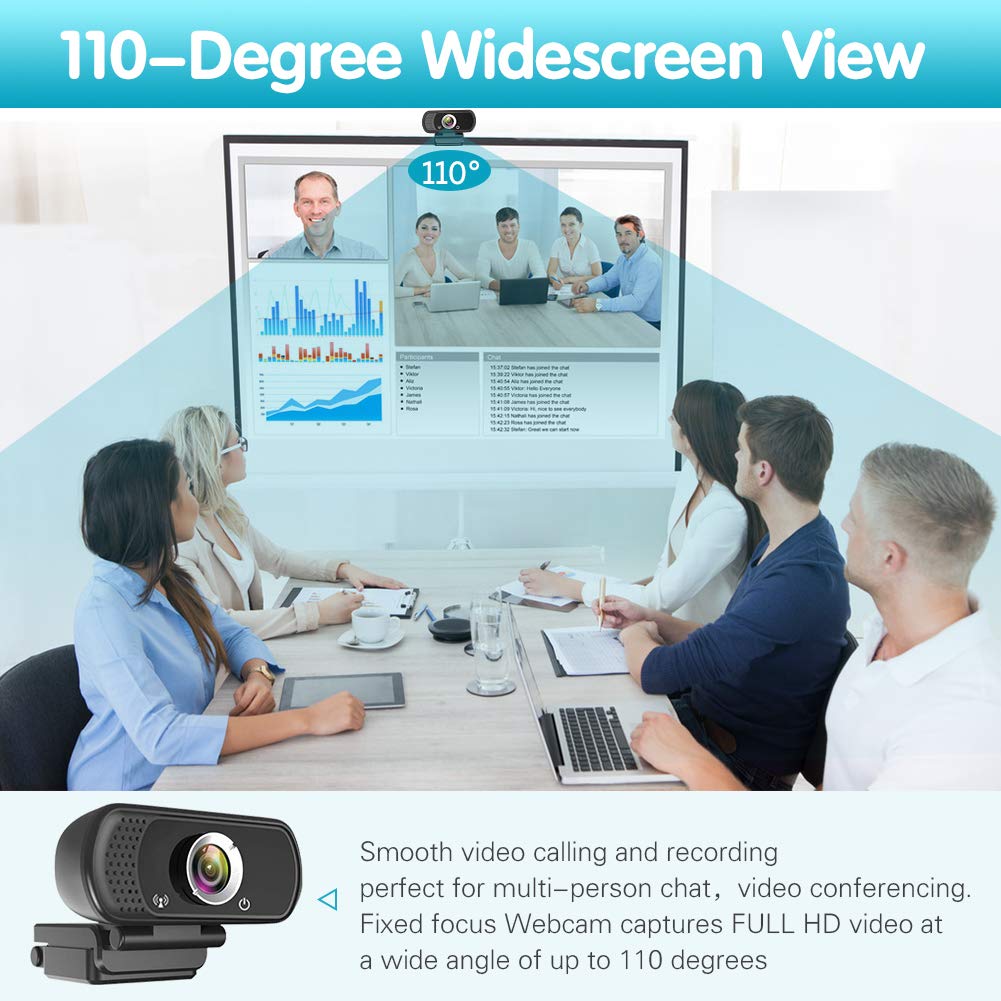 GoHZQ 1080p HD Webcam with Built-in Microphone, Wide Angle USB Web Camera for PC, Laptop, MacBook & Desktop - Perfect for Video Conferencing, Live Streaming & Online Classes
