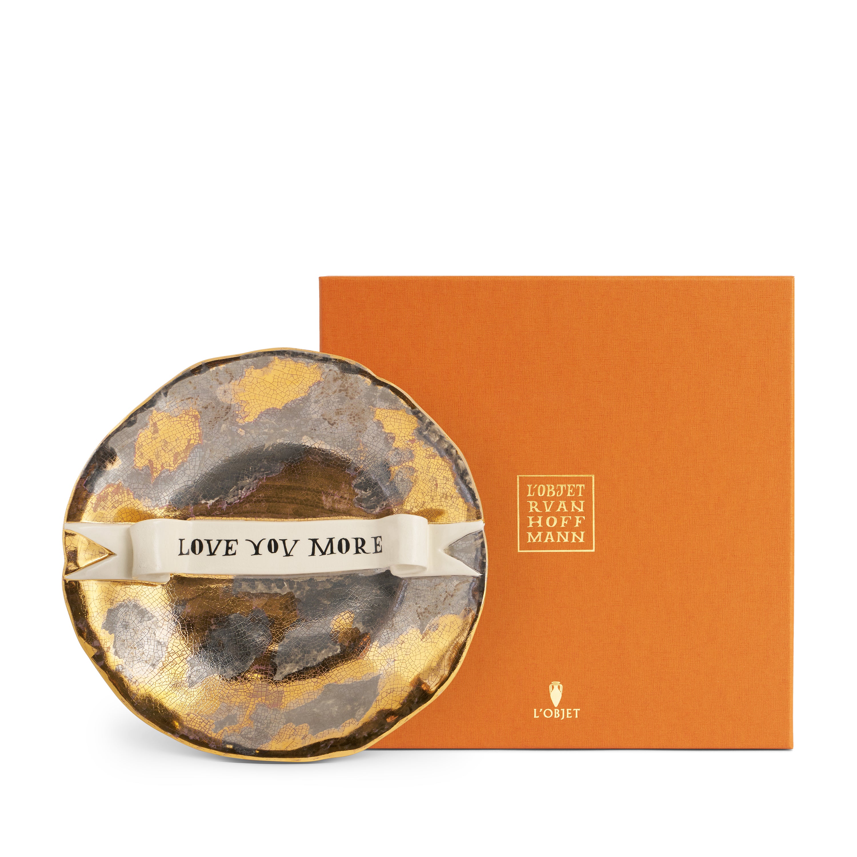 Ruan Hoffmann Ceramic Plate with Ribbon Design - 'Love You More' Handmade Art Plate for Dining, Home Decor & Gift Giving