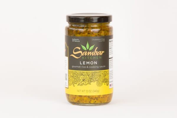 Authentic Southern Indian Sambar Kitchen Lemon Simmer & Rice Cooking Sauce (12 Pack) - Ready to Eat Simmer Sauces for Quick Meals, Dinner Parties & Indian Cuisine Lovers