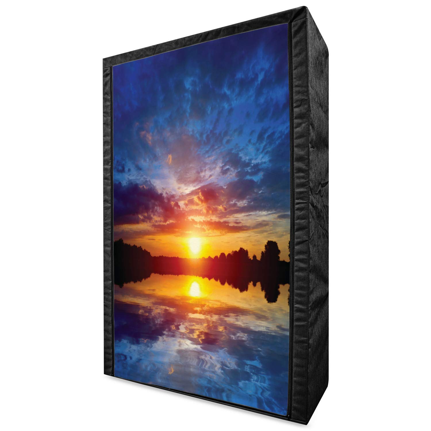 Ambesonne Lake Portable Fabric Wardrobe - Dreamy Sunset Scenery with Lake Reflection, 42.5