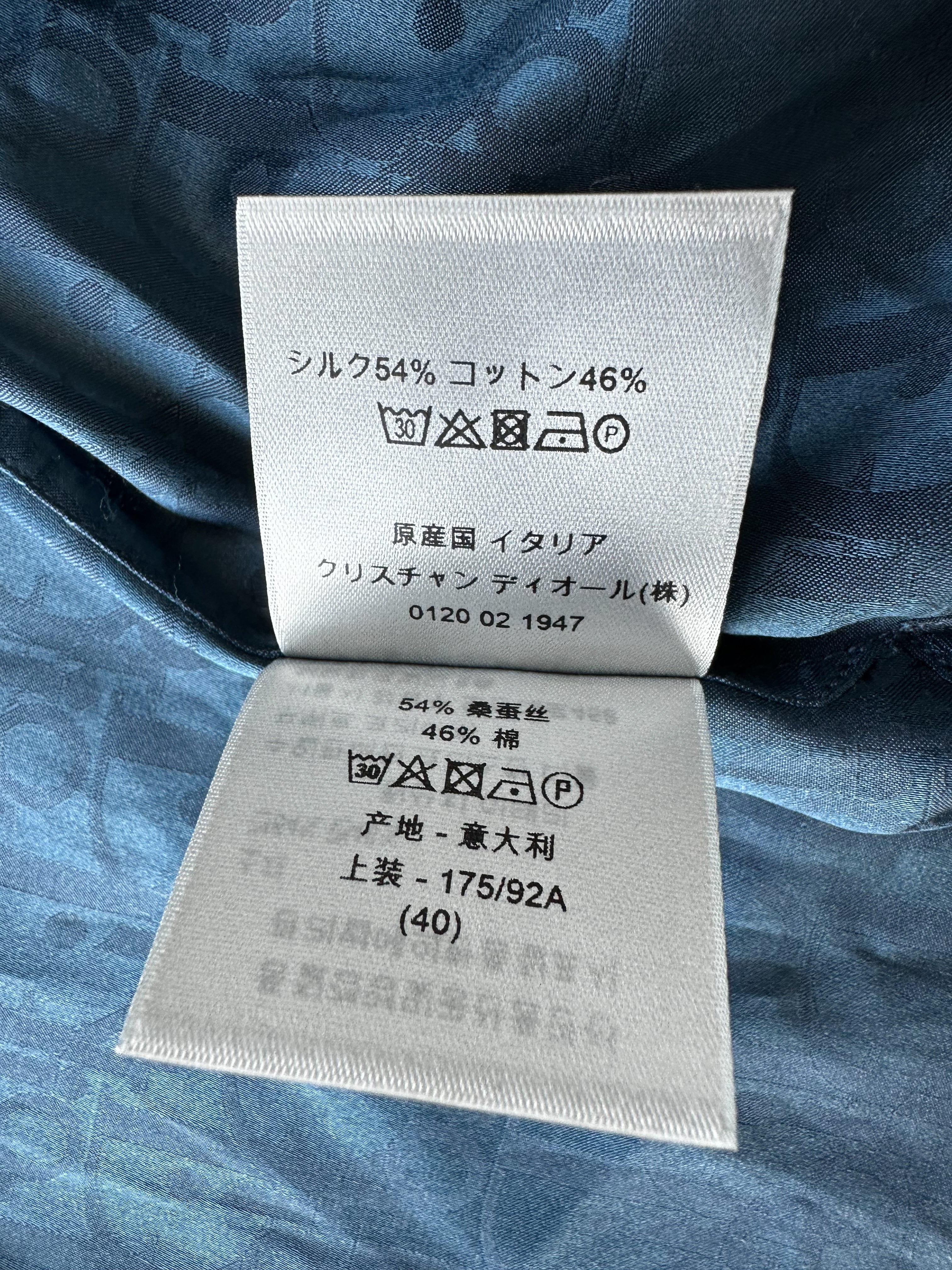 Dior Blue Oblique Silk Button Up Shirt for Men - Luxury Designer Dress Shirt for Business & Formal Occasions