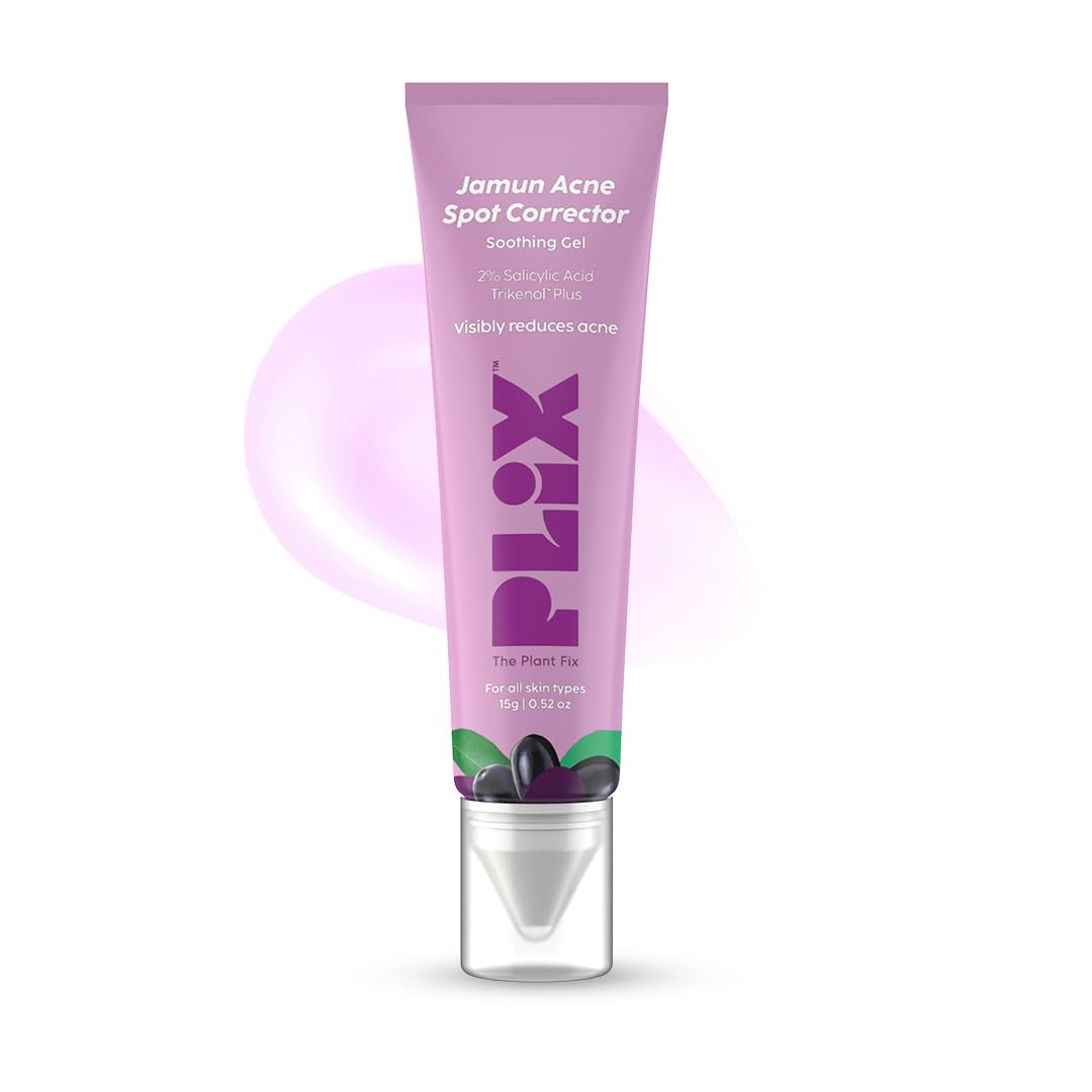 PLIX The Plant Fix Jamun Acne Spot Corrector Gel - Reduces Active Acne, Controls Oil & Soothes Inflammation | Day & Night Treatment for Men & Women | 15g | Perfect for Travel & On-the-Go Skincare