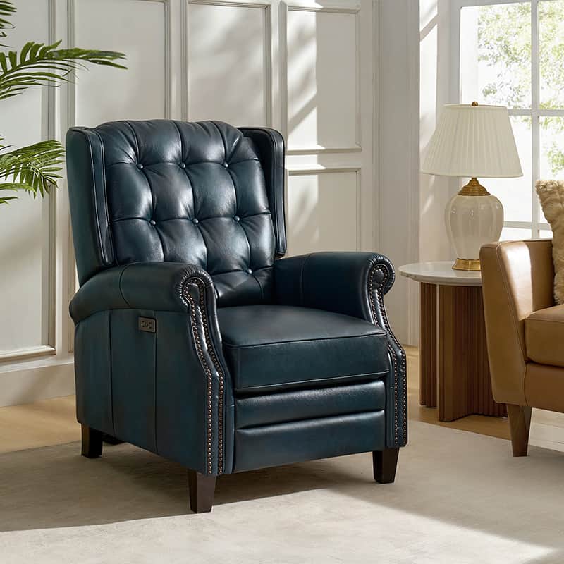 Premium Ruben Buttery Soft Leather Power Recliner Chair - Ergonomic Living Room Furniture for Relaxing, Watching TV & Napping