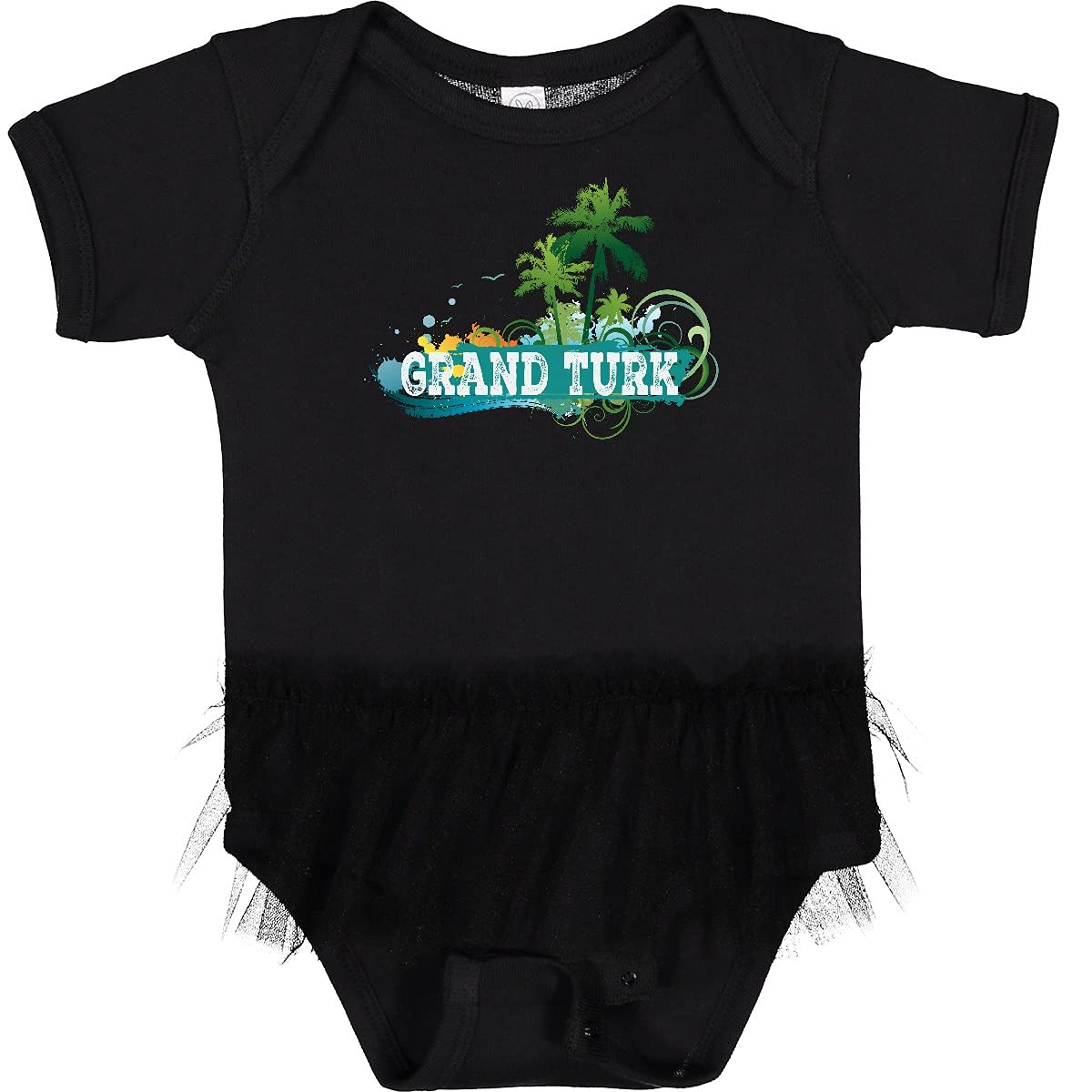 Inktastic Grand Turk Island Baby Girl Tutu Bodysuit - Soft Cotton Onesie for Newborns, Infants & Toddlers - Perfect for Photo Shoots, Birthday Parties & Beach Vacations