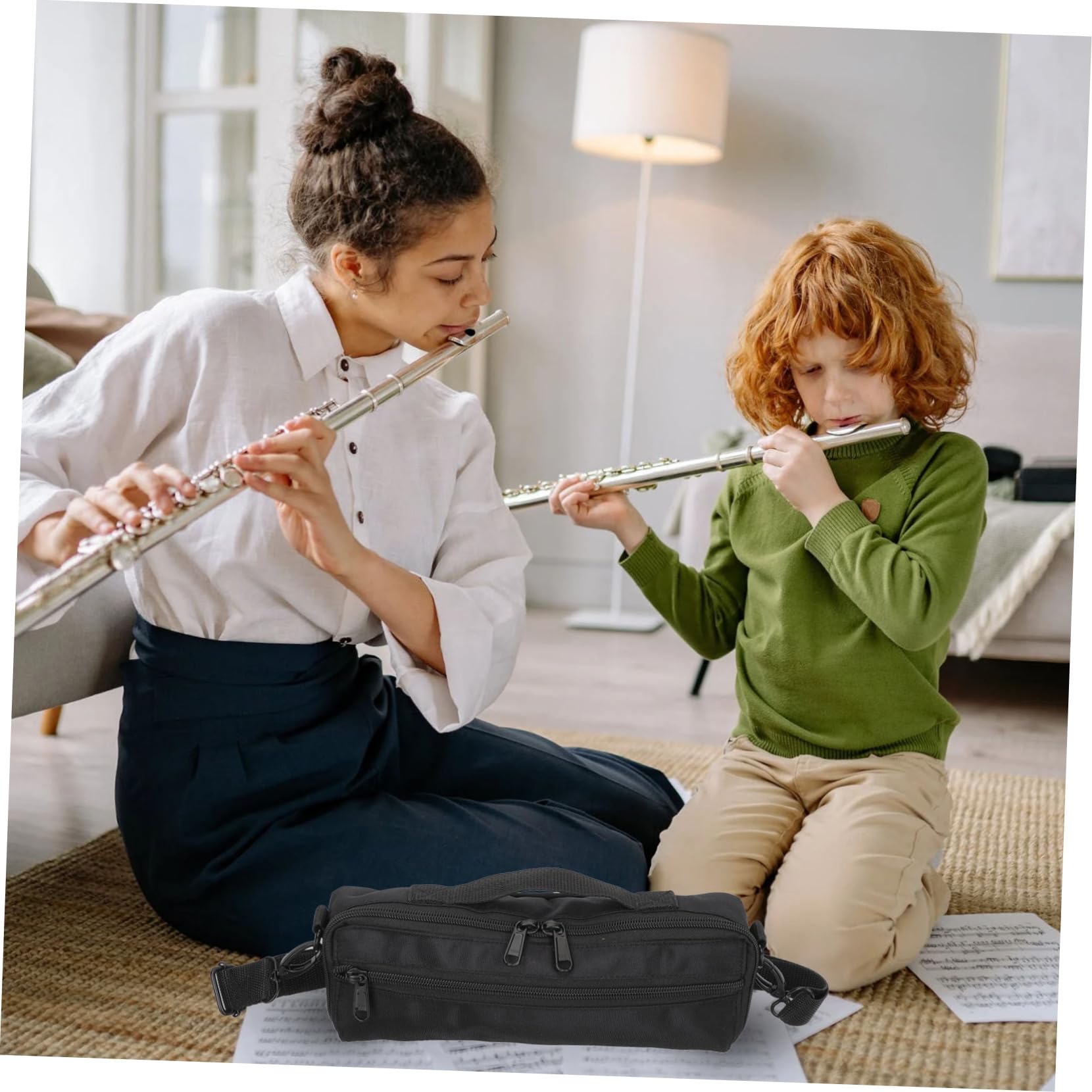 ERINGOGO Piccolo Bag - Otomatone Piccolo Pouch & Trumpet Storage Holder - Canvas Tote Case for Music Instruments - Handheld Organizer with Shoulder Strap - Perfect for Band Practice, Music Lessons & Travel