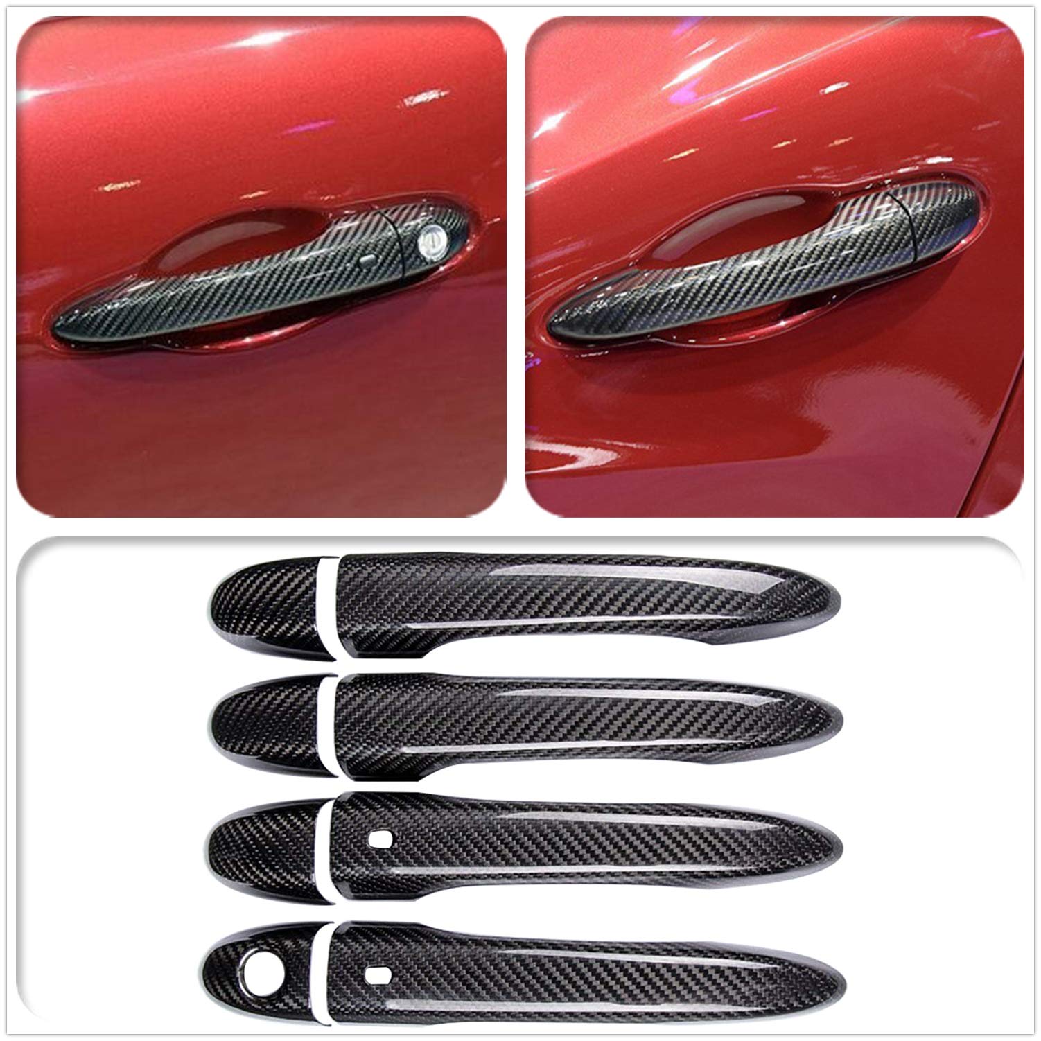 Authentic Carbon Fiber Door Handle Cover for Maserati Ghibli 2014-2019 & Levante 2016-2019 - Premium Exterior Accessories with Smart Keyhole Design (Perfect for Car Detailing & Luxury Vehicle Protection)