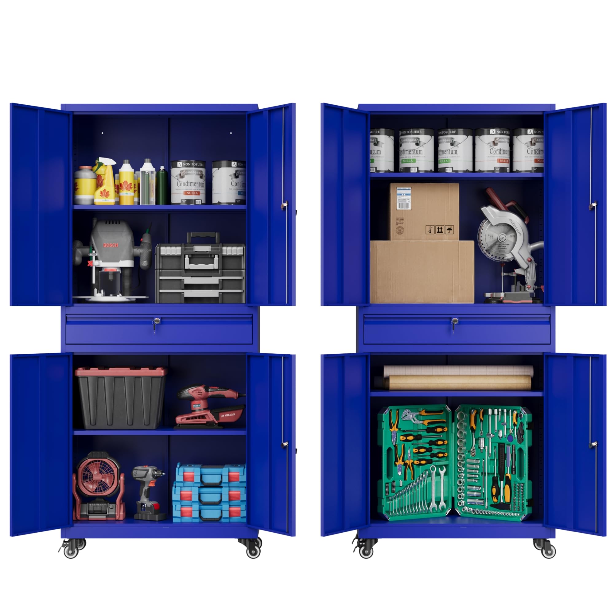 Heavy-Duty Metal Storage Cabinet with Wheels & Lock - 73