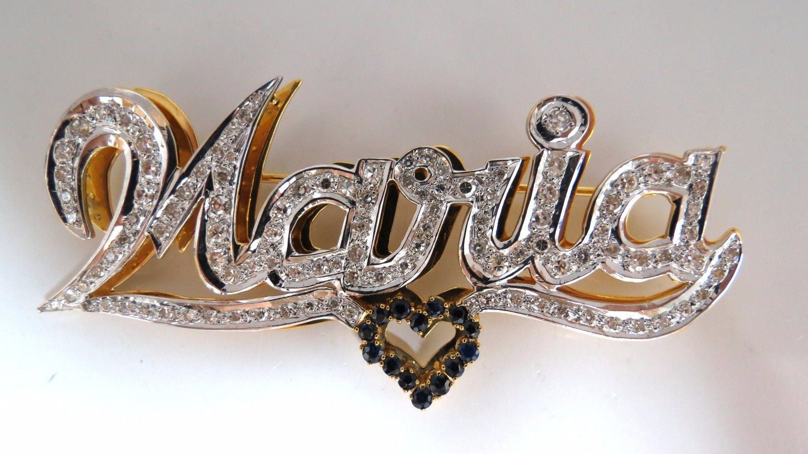 Maria Brooch Pin - 2.00ct Natural Sapphire & Diamond 14K Gold Vintage Jewelry for Women - Perfect for Weddings, Parties & Special Occasions
