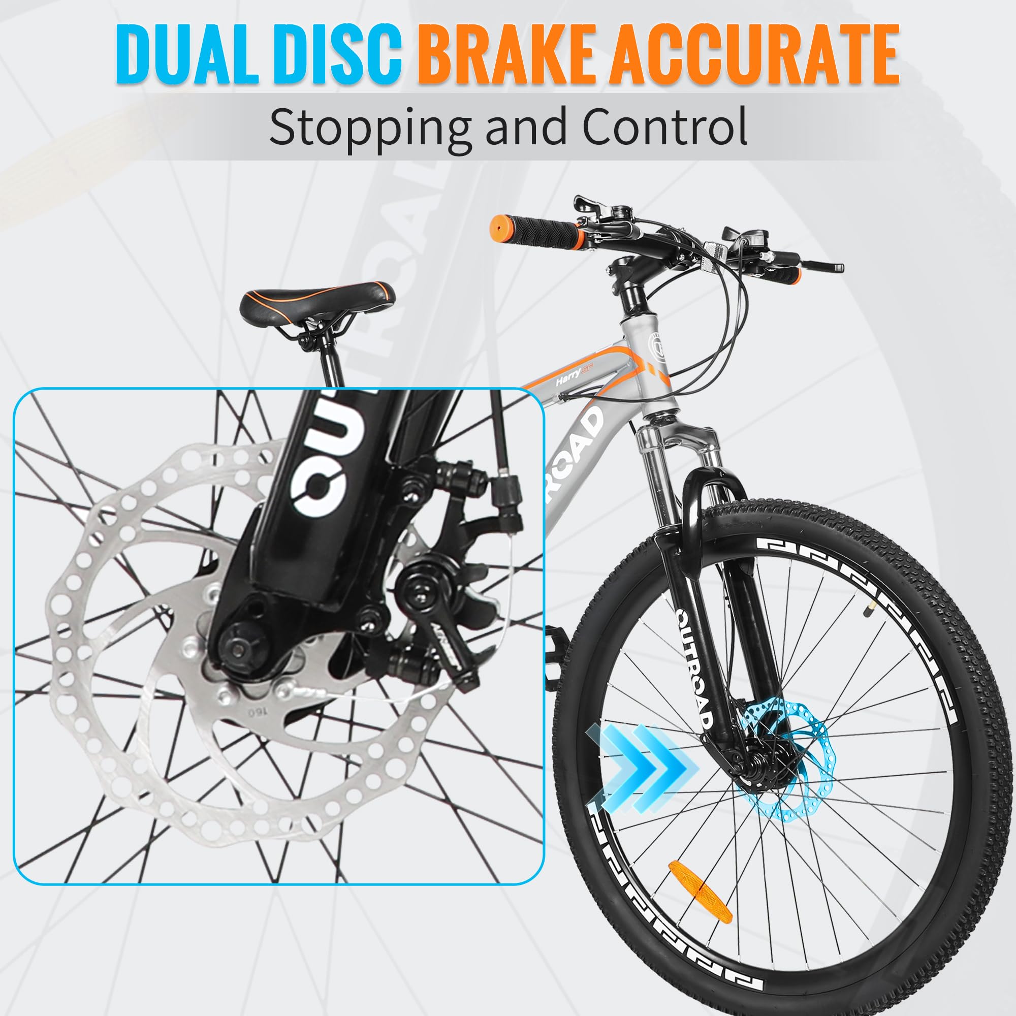 26 Inch Mountain Bike for Adults - Lightweight Aluminum Frame, 21-Speed Gears & Dual Disc Brakes with Lock-Out Suspension Fork - All-Terrain Bicycle for Men & Women - Perfect for Trail Riding, Commuting and Outdoor Adventures