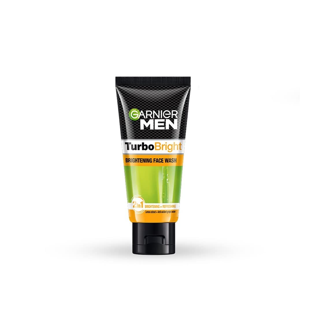 Garnier Men Turbo Bright Anti-Dark Circles Fairness Face Wash 50g - Brightening & Hydrating Facial Cleanser for Men with Dark Spots - Perfect for Morning & Night Skincare Routine