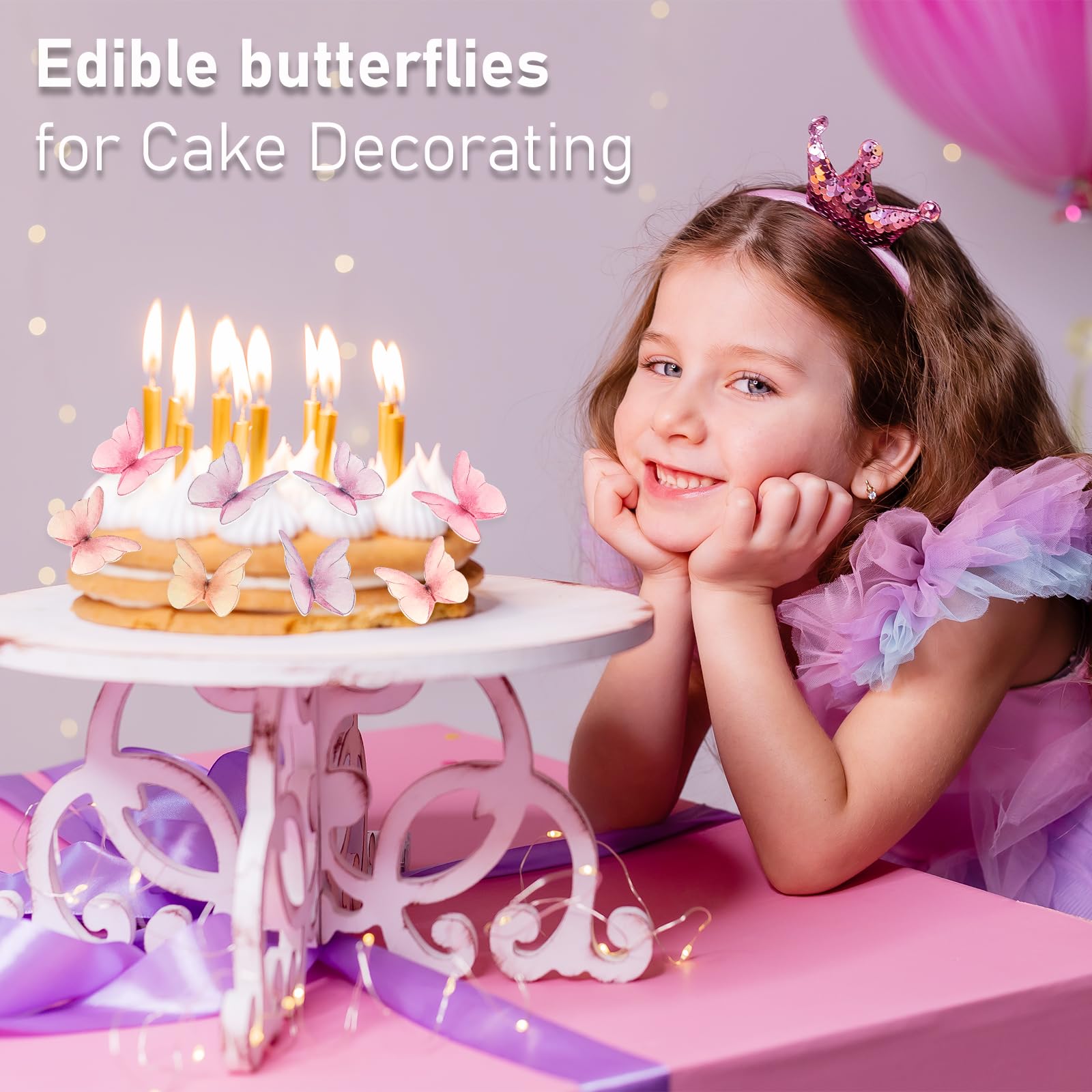 48 Pcs Edible Purple Butterfly Cake Toppers - Decorative Cupcake Toppers for Birthday Parties, Baby Showers & Wedding Cakes | Perfect for DIY Cake Decorating & Sweet Table Displays