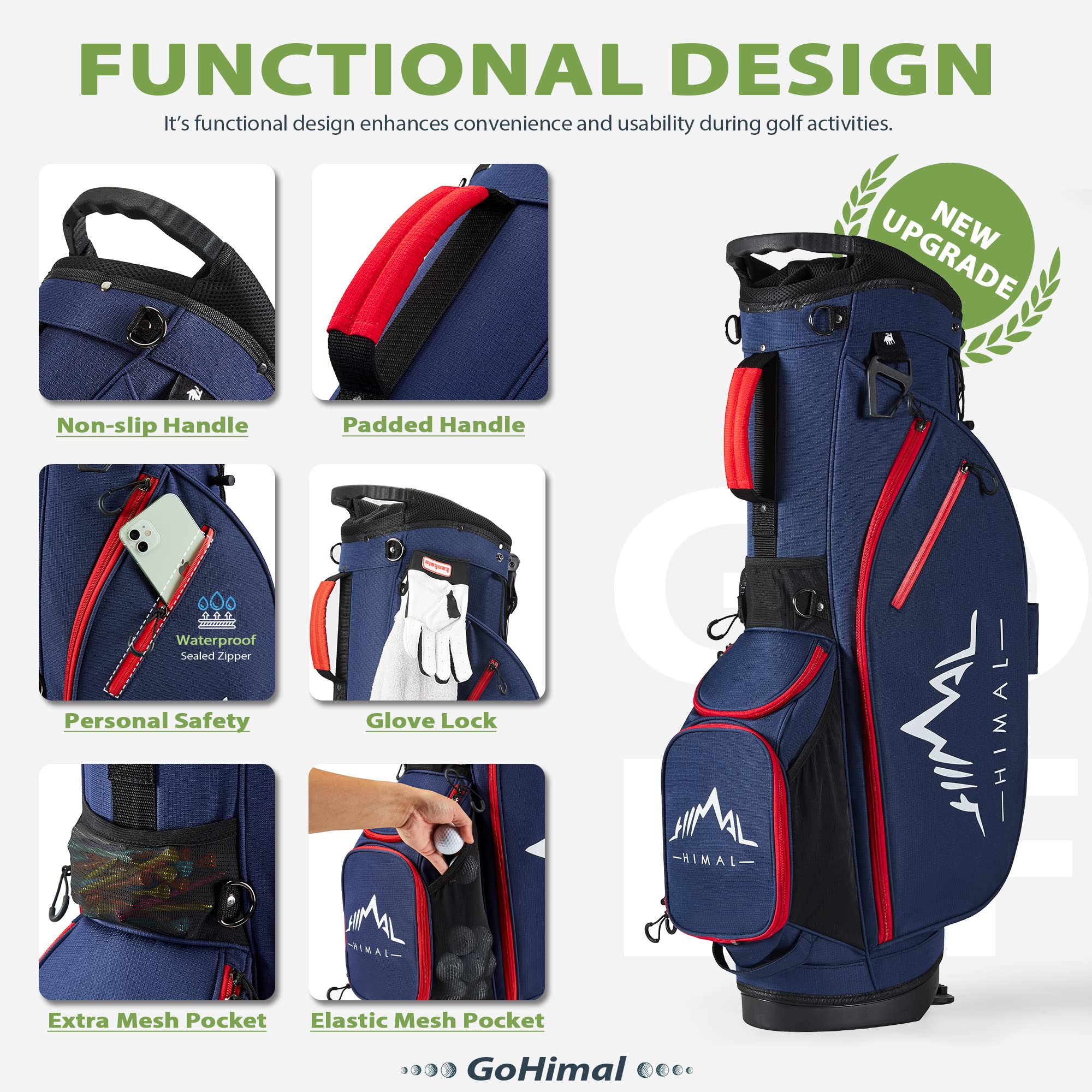 14-Way Golf Stand Bag - Lightweight Durable Golf Bag with Stand for Men & Women | Perfect for Course Play & Travel