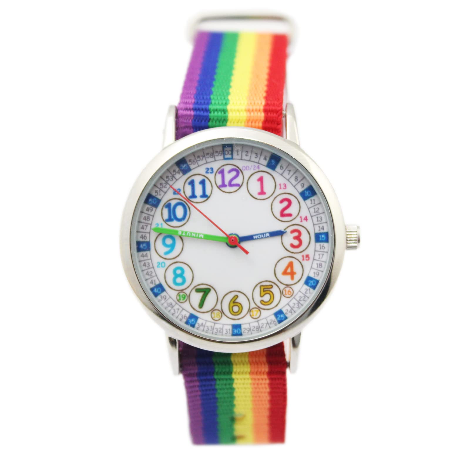 **Bigbangbang Kids Analog Watch - Learning Time Watch for Girls Ages 7-10, Soft Cloth Strap, First Watch for Kindergarten & Toddlers (Pink) - Perfect for School, Play & Daily Time-Telling Practice**