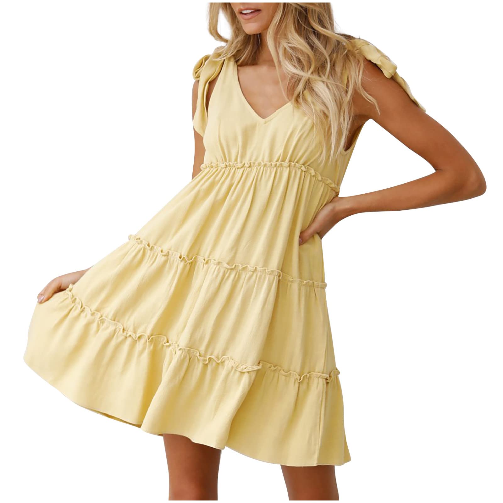 Women's Summer Dresses 2022 - V-Neck Sleeveless Mini Dress & Boho Floral Midi Dress | Casual Bandage & A-Line Flared Styles for Beach, Party, and Everyday Wear