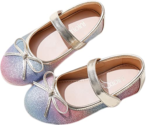 Girls Ballet Flats - Gradient Color Fluorescent Princess Shoes for Toddlers & Kids | Soft Sole Comfortable Dance Shoes for School, Party & Everyday Wear