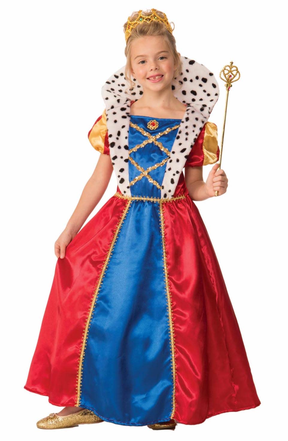 Royal Queen Costume for Kids - Small Size | Elegant Dress Up Outfit for Halloween, Birthday Parties & Pretend Play