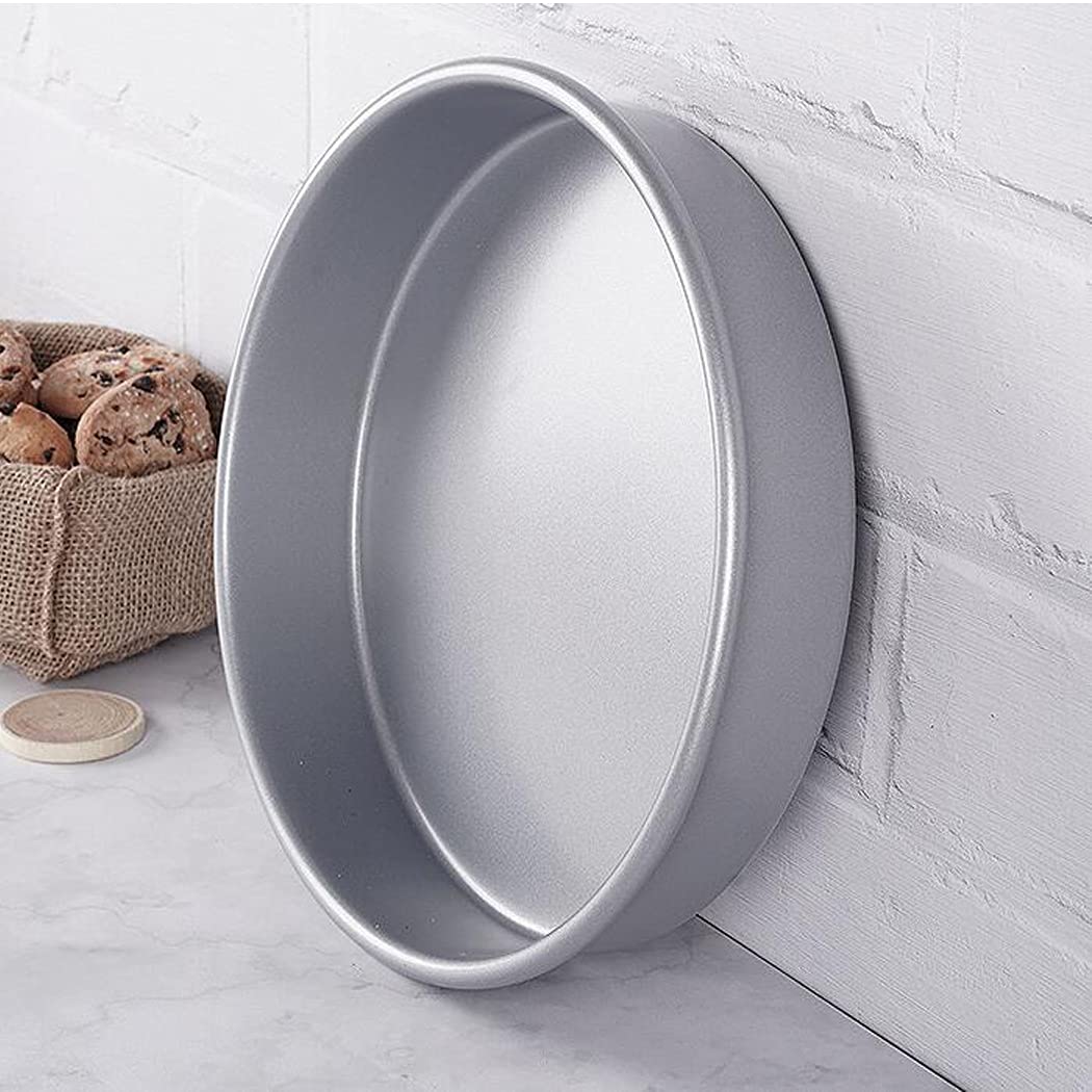 Premium 9.5-Inch Carbon Steel Non-Stick Cake Pan - Thickened Round Baking Mold for Oven, Dishwasher Safe - Bright Moon Silver - Perfect for Birthday Cakes, Cupcakes & Desserts Baking