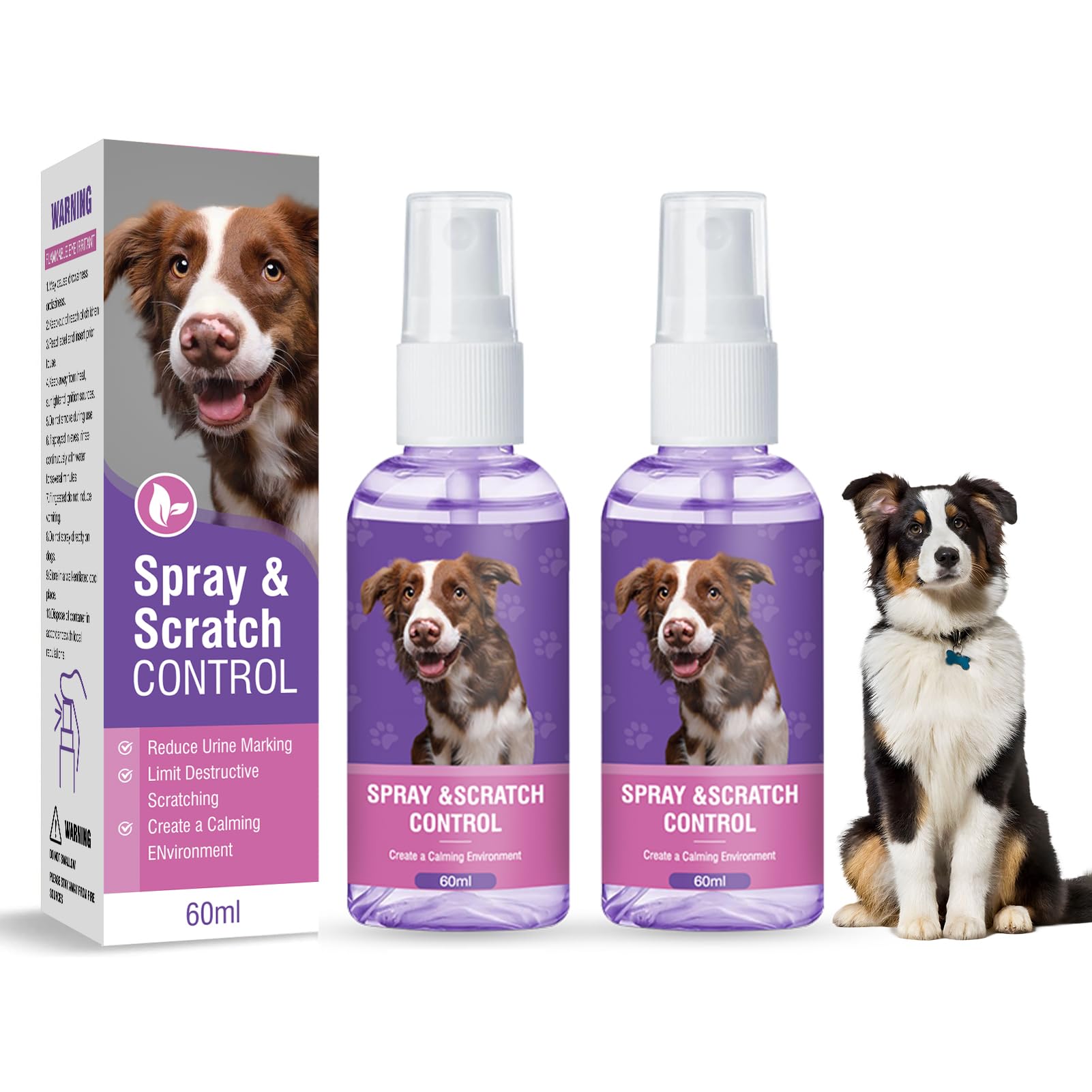 **Calming Spray for Dogs - 2 Pack Dog Anxiety Relief with Pheromones, Stress & Fear Relief for Puppies & Adult Dogs - Odorless Relaxing Spray for Travel, Vet Visits, Fireworks & New Environments**