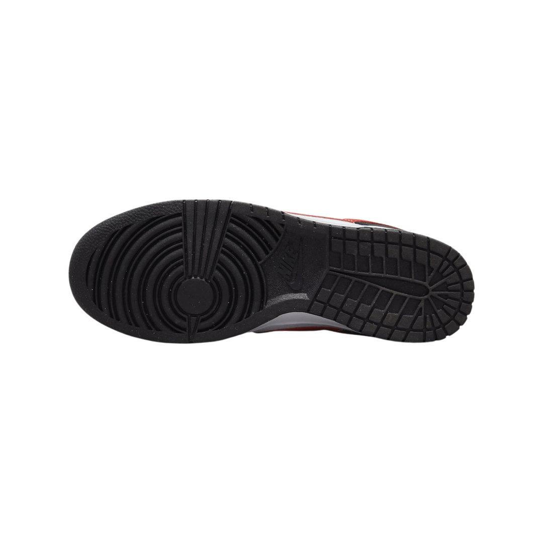 Nike Dunk Low Retro Men's Sneakers - Black & White Panda Colorway with Red Swoosh | Casual Streetwear Shoes for Everyday Wear & Sneaker Collection