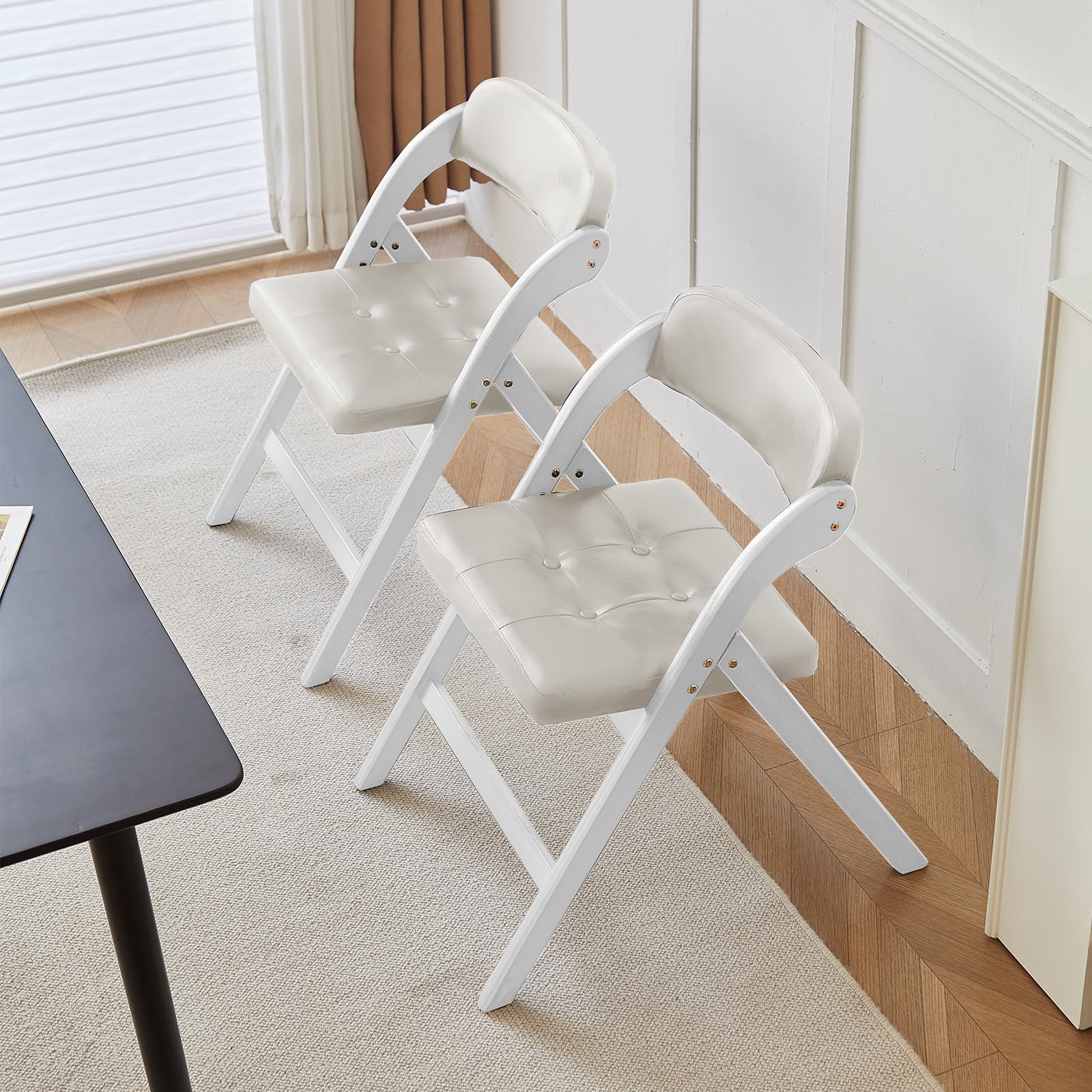 Comfortable Wooden Folding Chairs Set of 2 with Padded Seats - 31