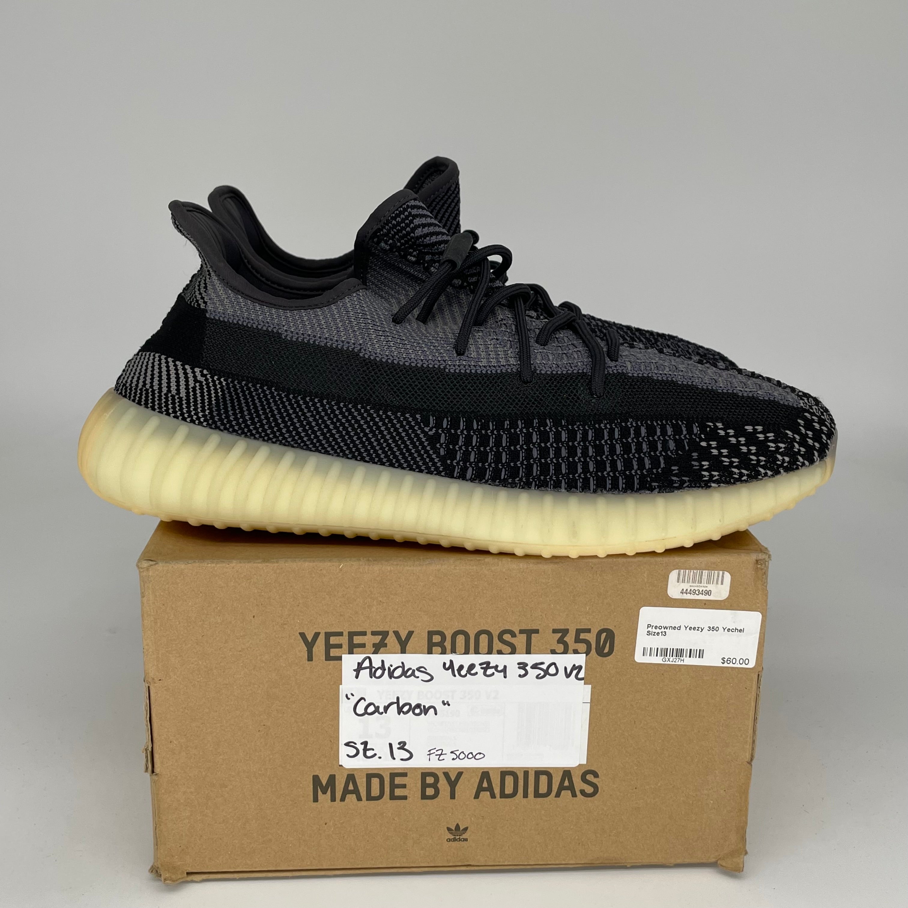 Adidas Yeezy Boost 350 V2 Carbon Sneakers - Men's Size 13 (FZ5000) | Comfortable Running Shoes for Jogging, Gym Workouts & Casual Streetwear Fashion