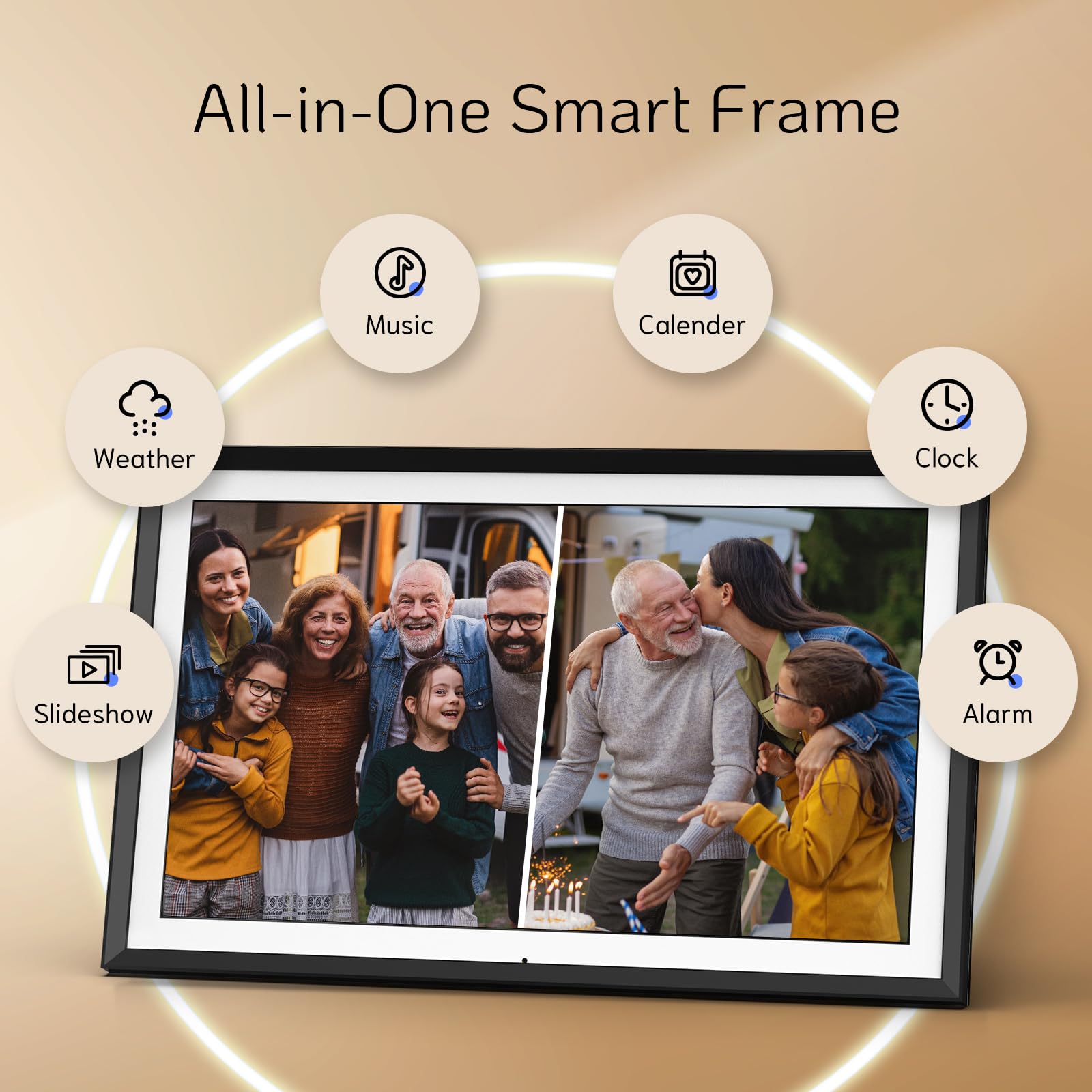 Nexfoto 15.6 Inch FHD Digital Picture Frame - 64GB Storage, WiFi & Remote Control, 1920x1080 IPS Touch Screen - Easy Photo Sharing via App - Perfect Gift for Mom, Dad, Family - Ideal for Home Decor, Office Display & Special Occasions