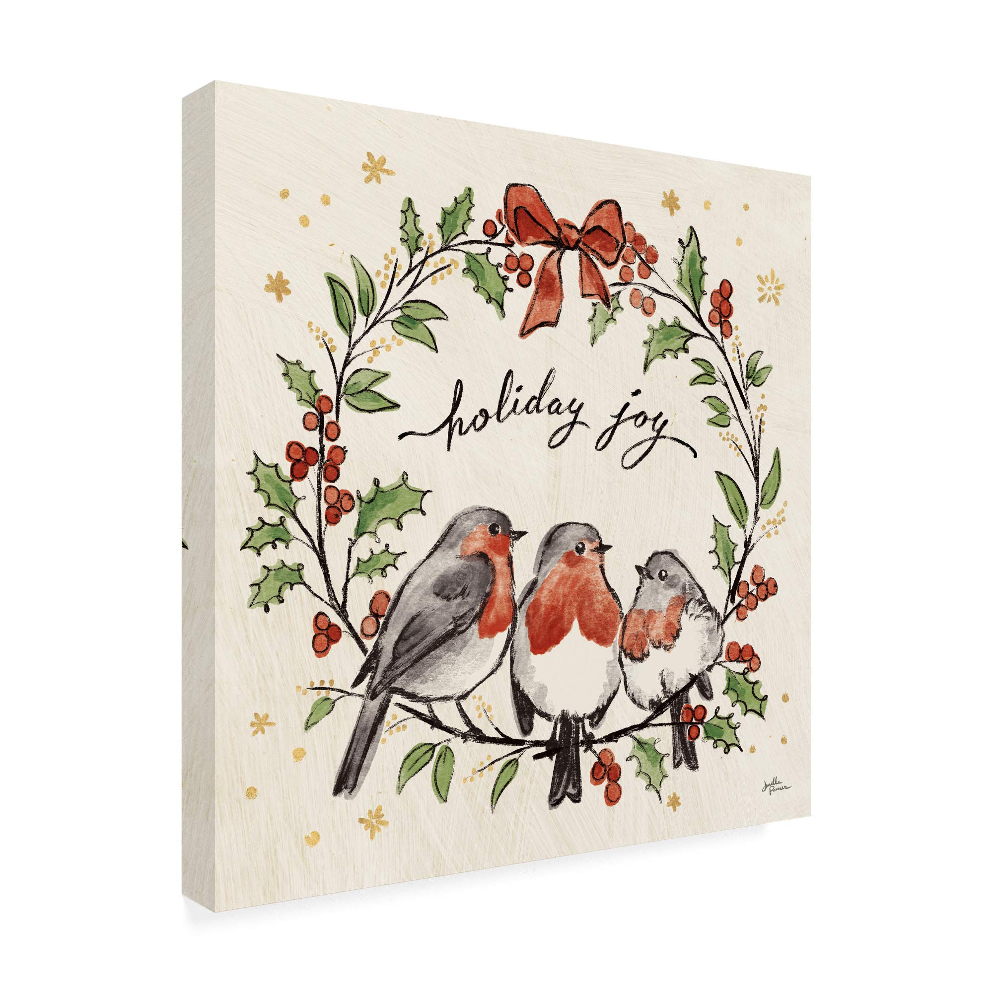 Janelle Penner Christmas Lovebirds IV Fine Art Print - 18x18 Inches - Romantic Holiday Decor for Home, Office & Gifts
