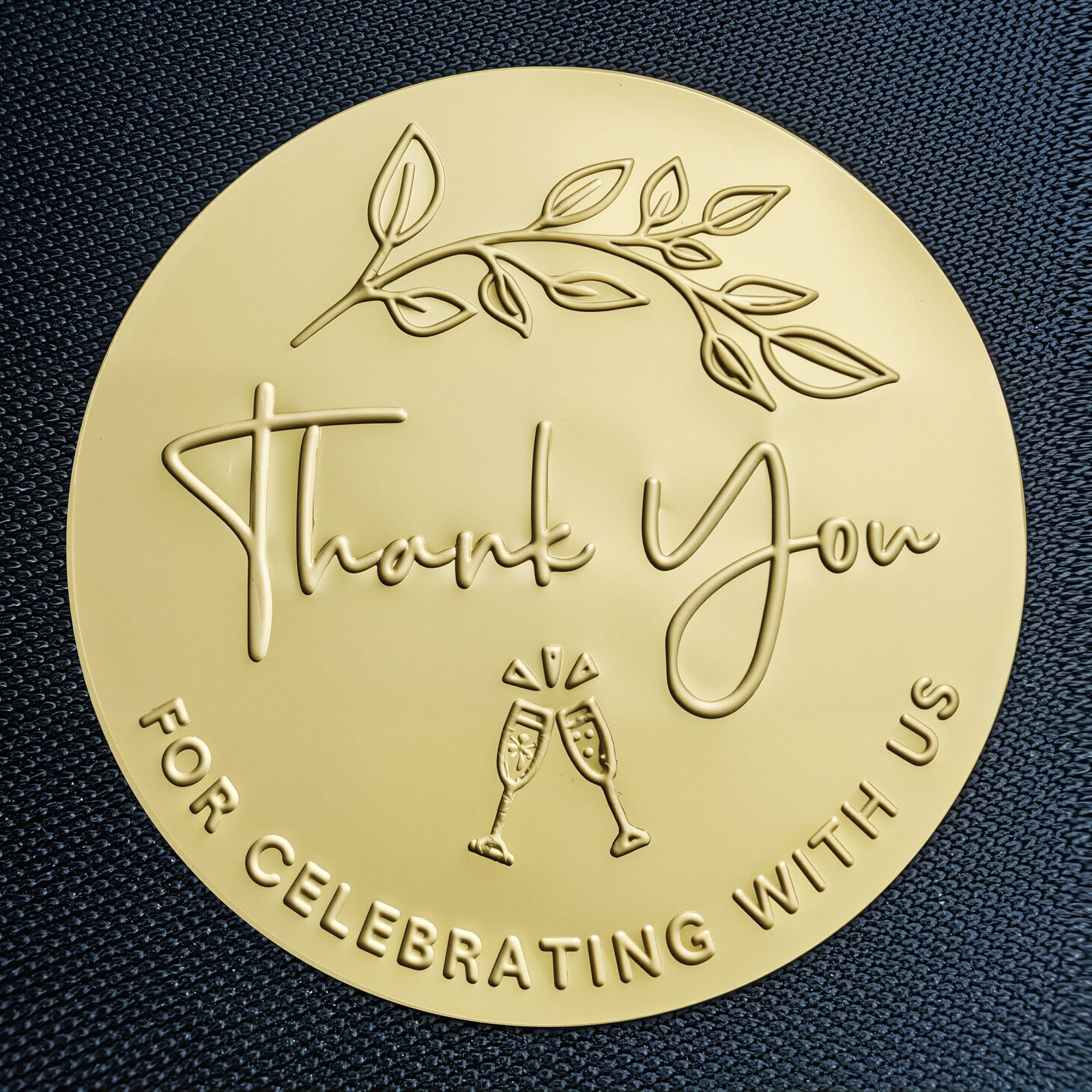 100 Pack Gold Foil Embossed Wedding Thank You Stickers - Round Metallic Party Favor Labels for Wedding Decorations, Bridal Shower, Anniversary & Special Events - 