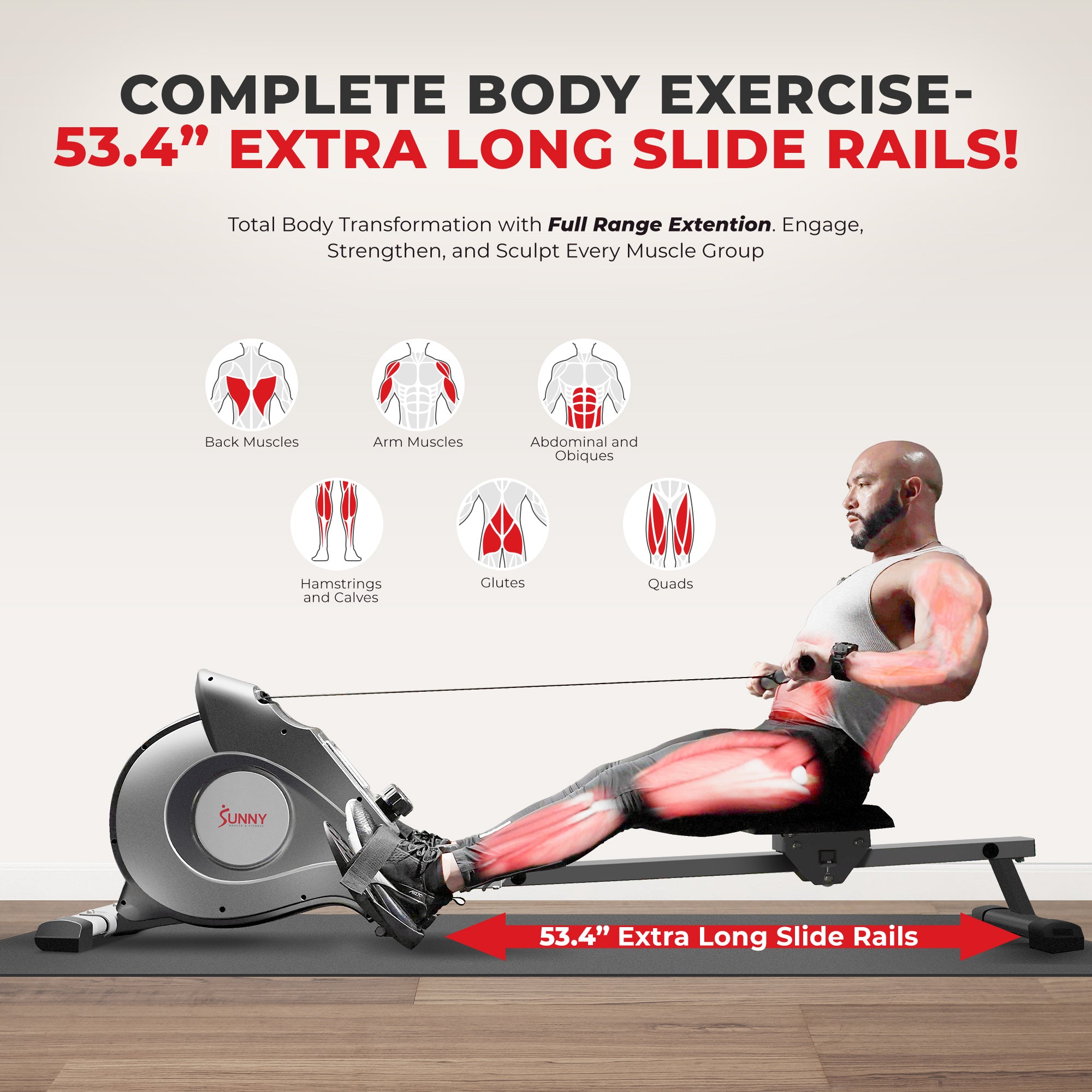 Magnetic Rowing Machine with LCD Monitor - Foldable Home Exercise Equipment for Full Body Workout | Perfect for Cardio Training & Indoor Fitness