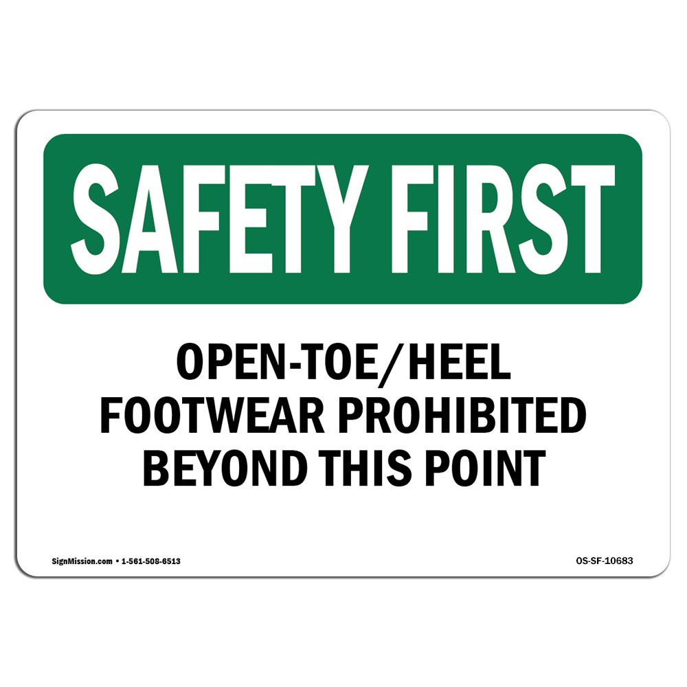 OSHA Safety Sign - No Open-Toe Footwear Allowed | Durable Aluminum Workplace Sign for Construction Sites, Warehouses & Factories | Made in USA | Ideal for OSHA Compliance & Hazard Area Warnings