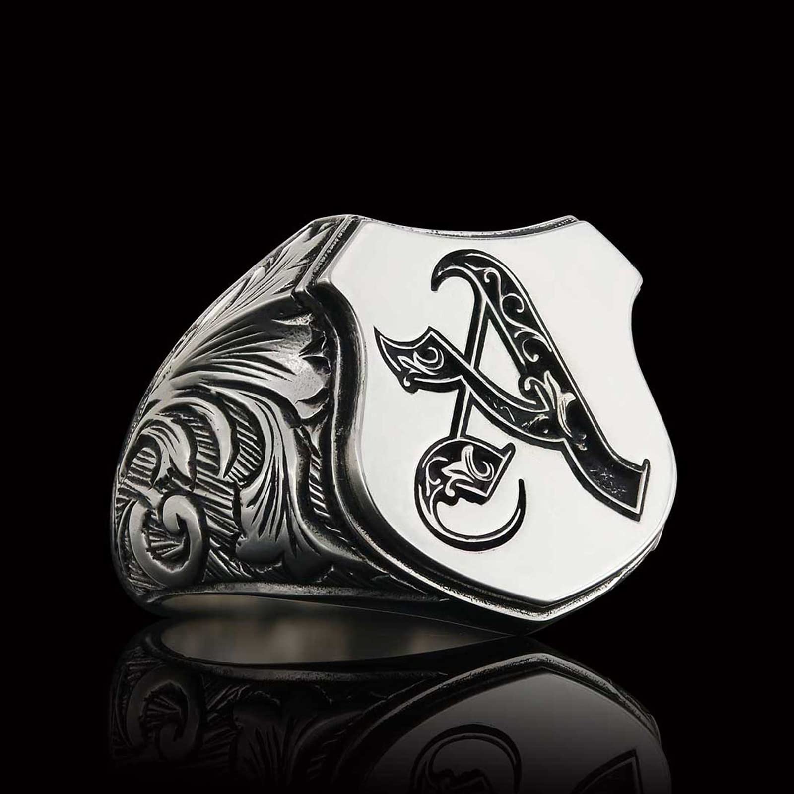 Custom Initial Letter Ring for Men - Handmade Monogram Silver Signet Ring with A-Z Alphabet Jewelry - Personalized Name Ring for Gifts, Engagements & Everyday Wear