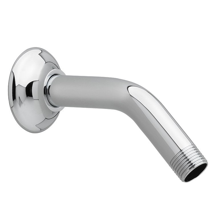 5 1/2 Inch Standard Wall Mount Shower Arm with Round Flange - Durable Chrome Plated Brass Shower Extension Pipe for Bathroom Renovation - Perfect for Modern, Traditional & Spa Shower Installations