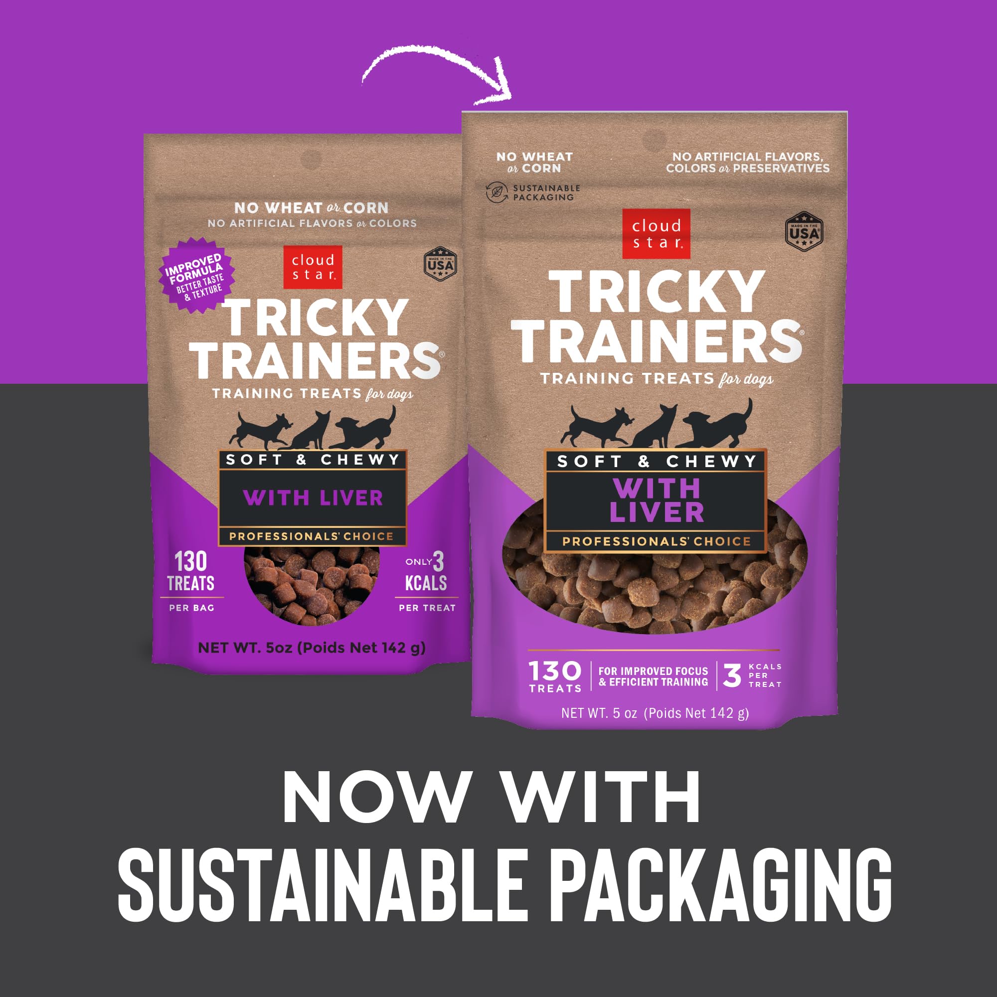 Cloud Star Tricky Trainers Soft & Chewy Dog Training Treats - Liver Flavor, 5 oz Pouch (130 Low Calorie Treats) | Perfect for Obedience Training, Positive Reinforcement & Behavior Modification
