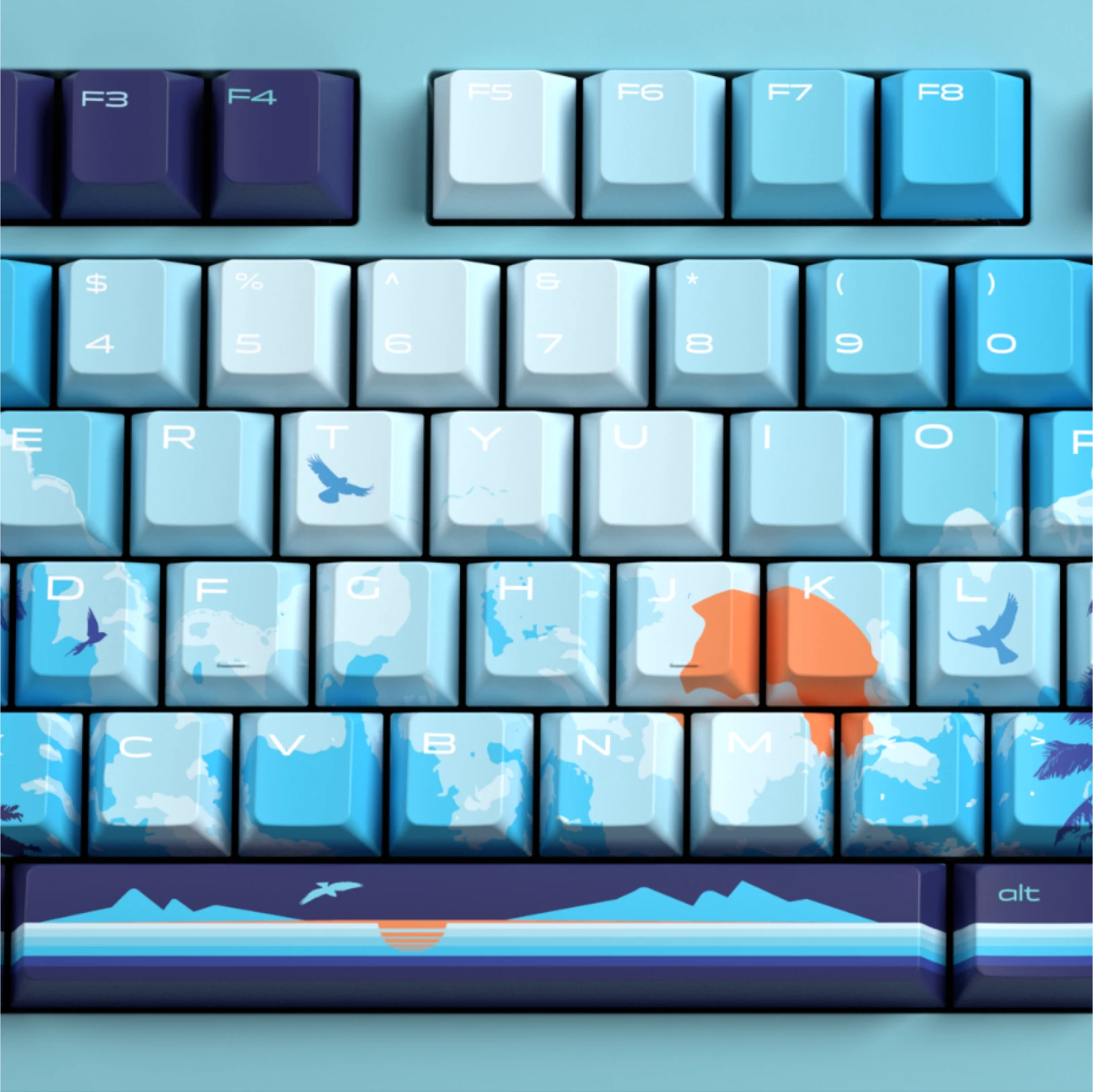 GPBT Synth Sunrise Keycaps - Premium Custom Mechanical Keyboard Keycaps for Typing & Gaming | Perfect for RGB Backlit Keyboards & Custom Builds