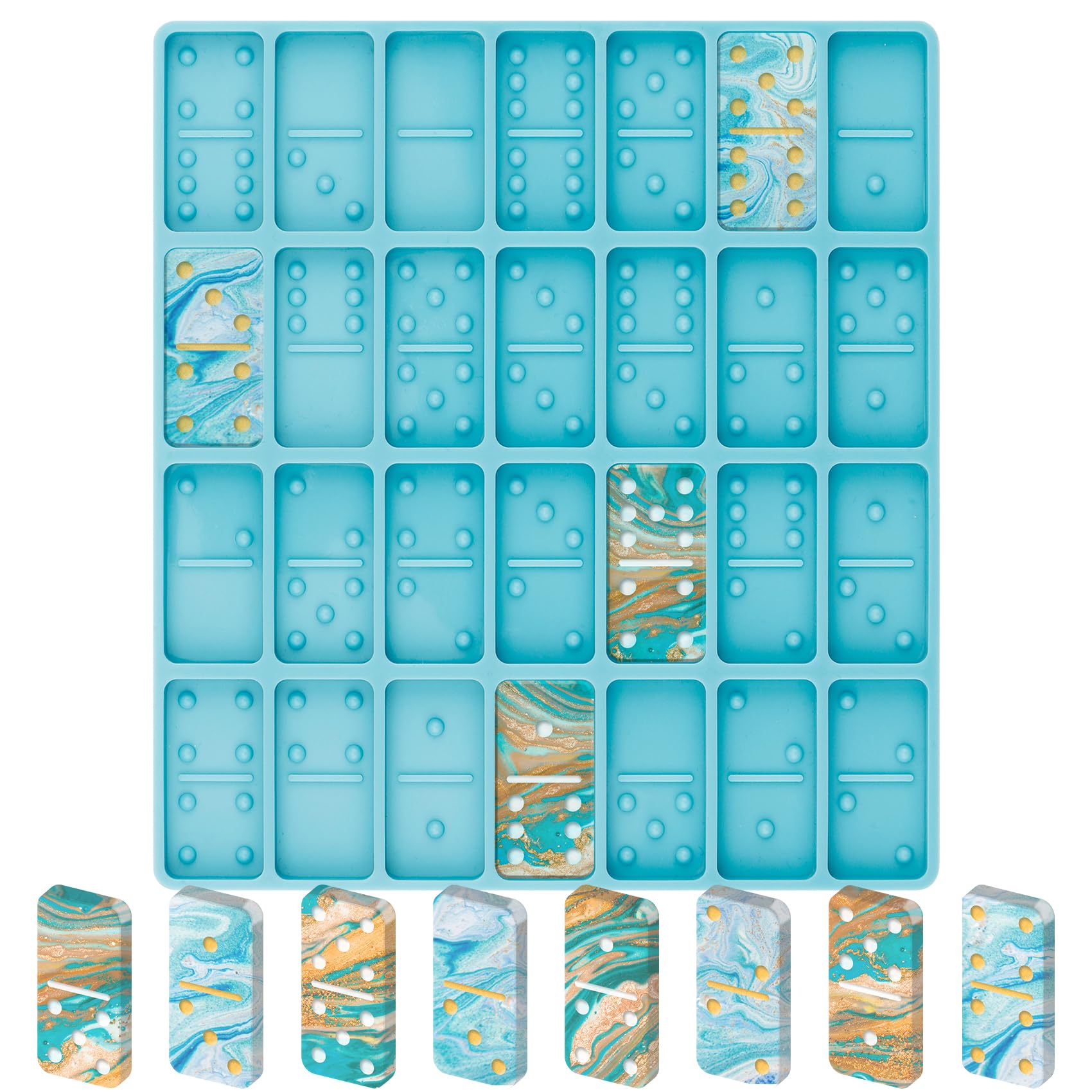 Professional 28-Cavity Silicone Domino Molds for Resin Casting - DIY Epoxy Jewelry, Pendants, Cake Decorations - Durable & Reusable for Crafting, Gifts & Home Decor