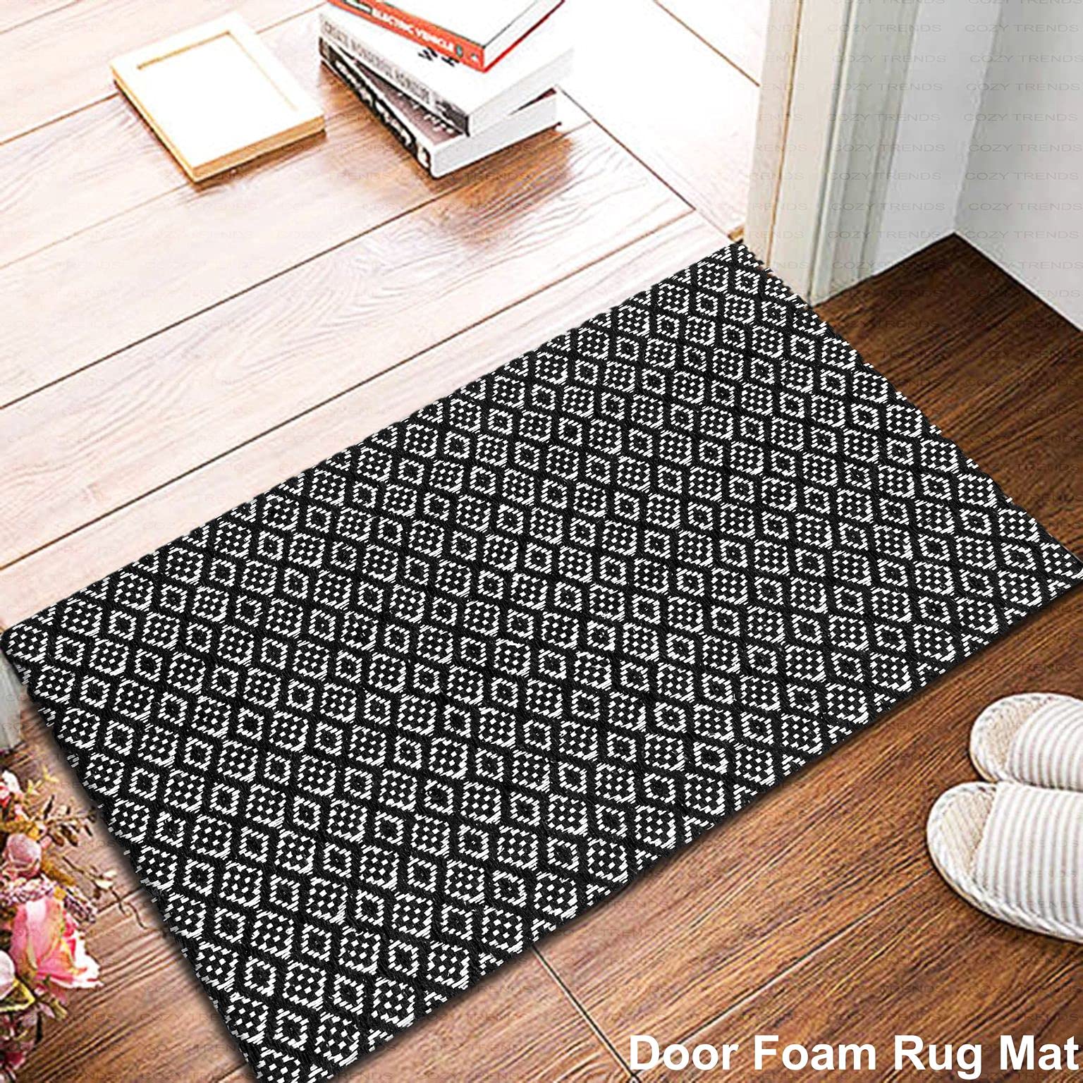 Anti-Fatigue Kitchen Mat with Cushioned Comfort, Waterproof Non-Slip Heavy Duty Foam Rug for Kitchen, Floor, Home, Office, Sink, Laundry, and Standing Desk (Black, 18''x30'')