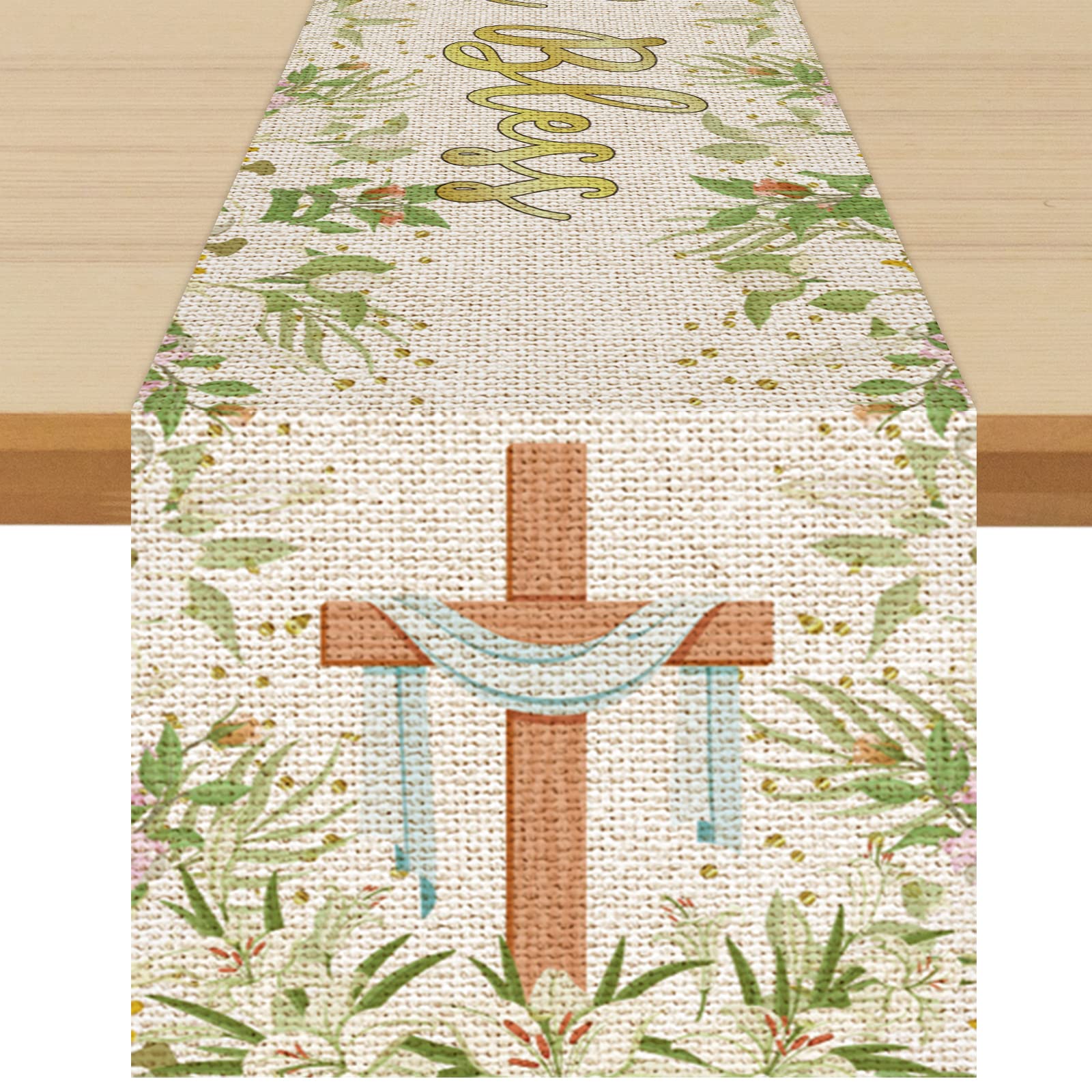 Belrew God Bless Table Runner - Elegant Baby Shower, Christening & Baptism Party Decorations | Perfect for Baby Birthday Celebrations, Church Events & Family Gatherings