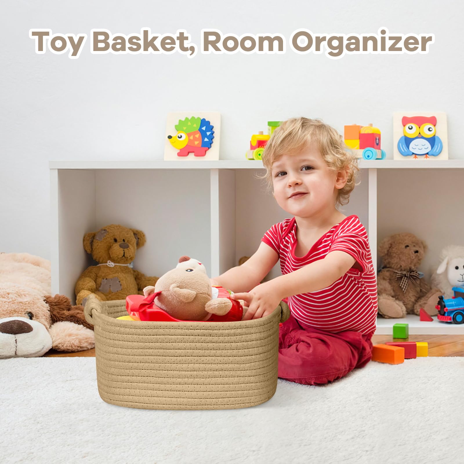 Khaki Woven Rope Basket - Storage Organizer for Toys, Towels & Gifts | Home Nursery Decor